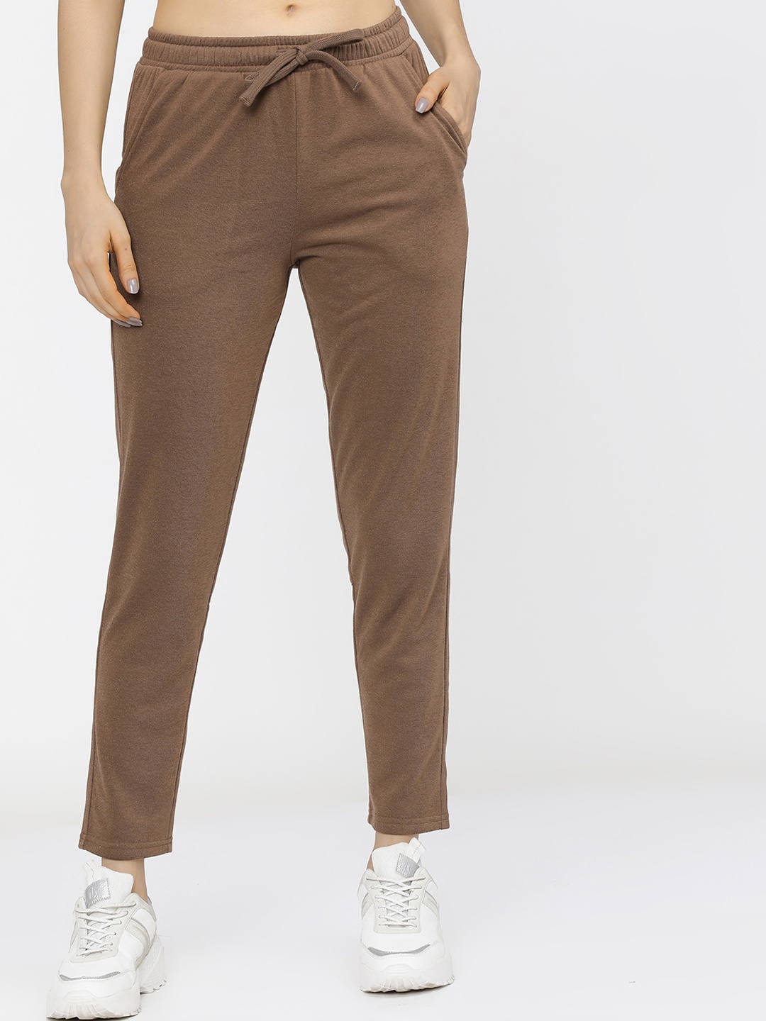 

Tokyo Talkies Women Brown Solid Slim Fit Track Pants