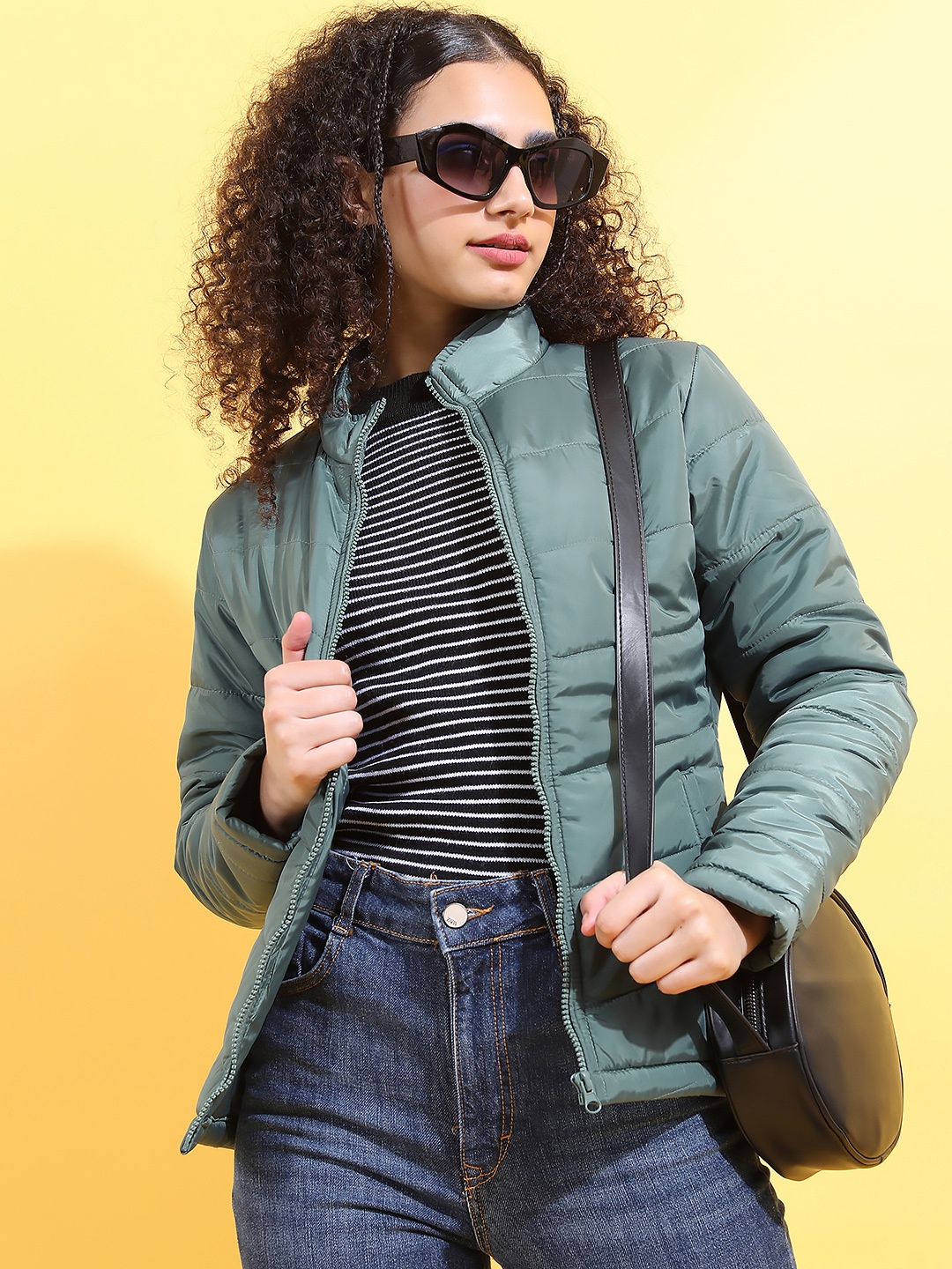 

Tokyo Talkies Women Green Padded Jacket