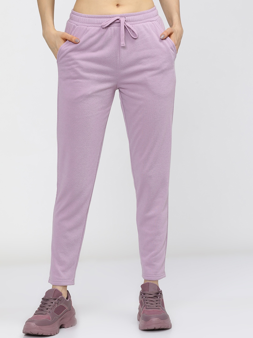 

Tokyo Talkies Women Purple Solid Slim-Fit Track Pants