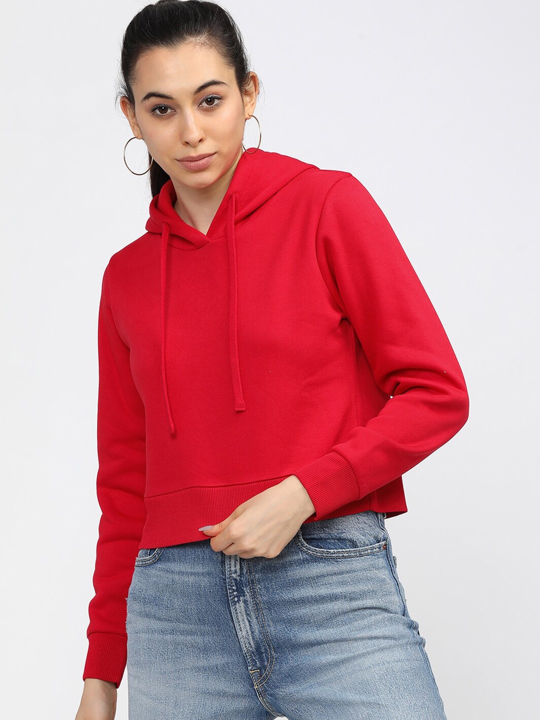 

Tokyo Talkies Women Red Hooded Sweatshirt