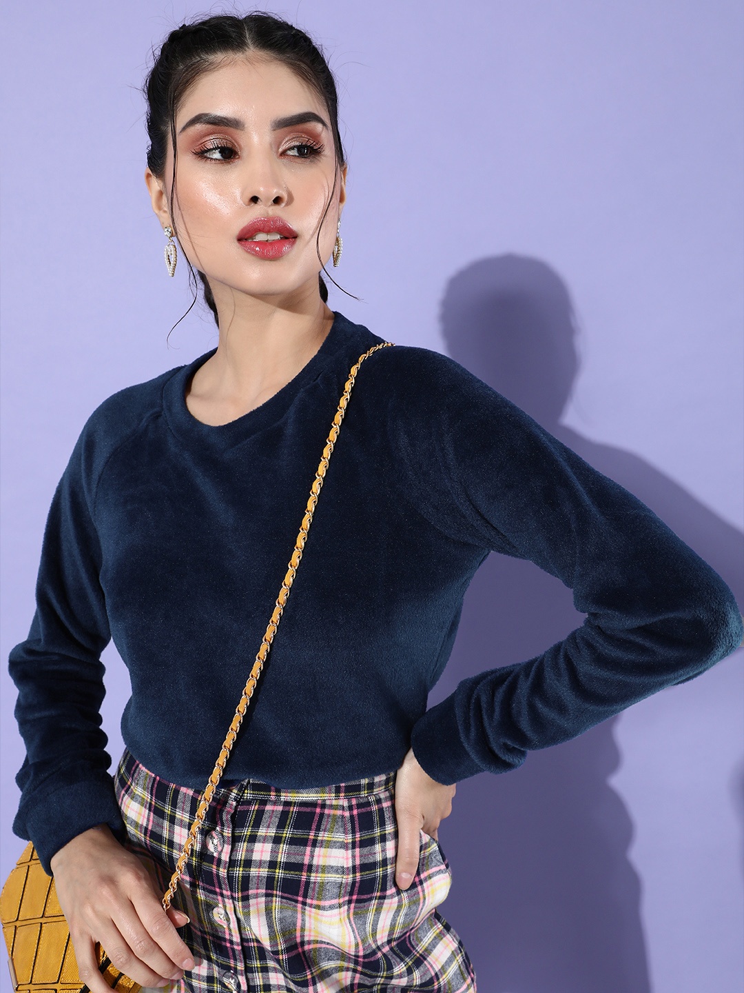 

Tokyo Talkies Women Navy Blue Solid Sweatshirt