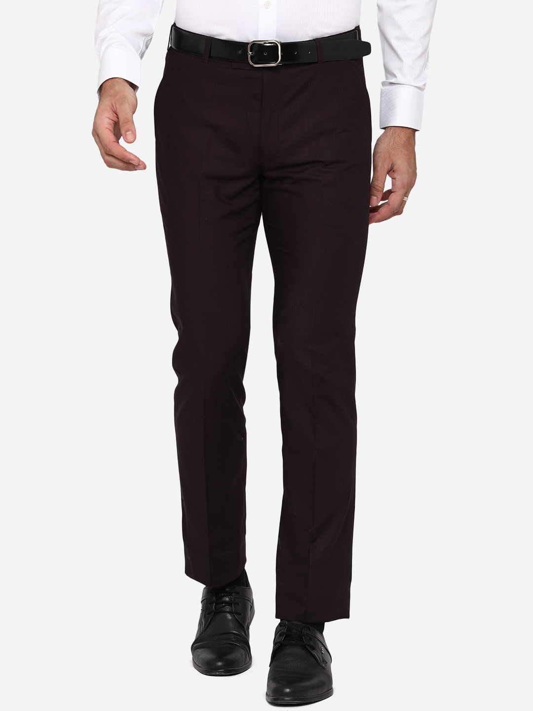 

METAL Men Brown Slim Fit Wrinkle Free Formal Trousers