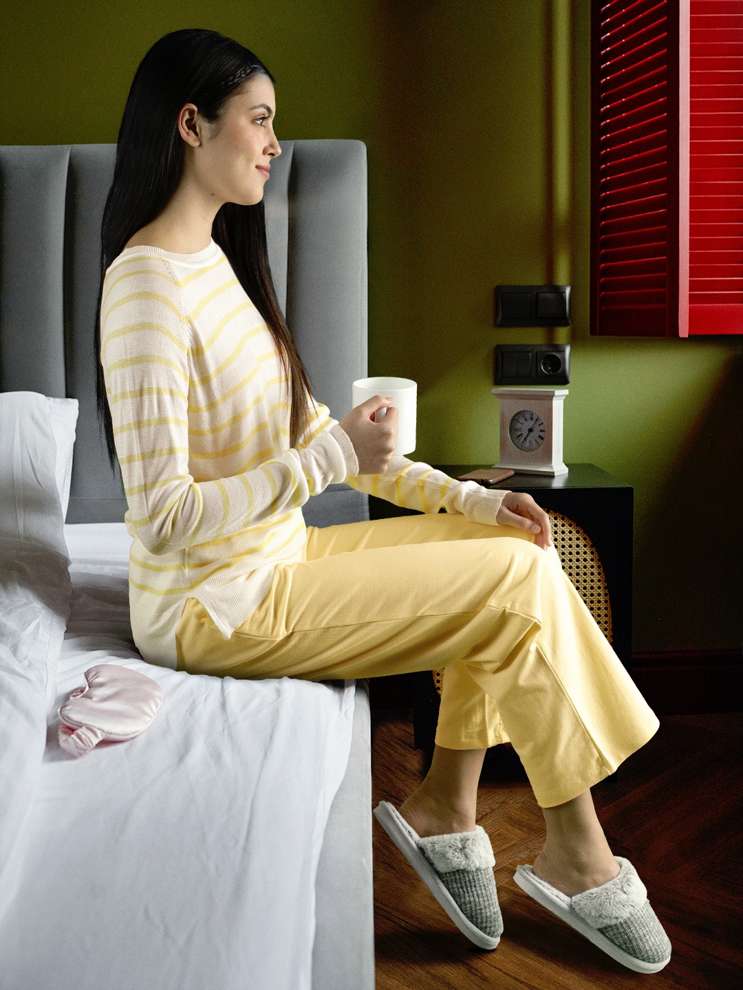 

Allen Solly Woman Women Yellow Flared High-Rise Culottes Trousers