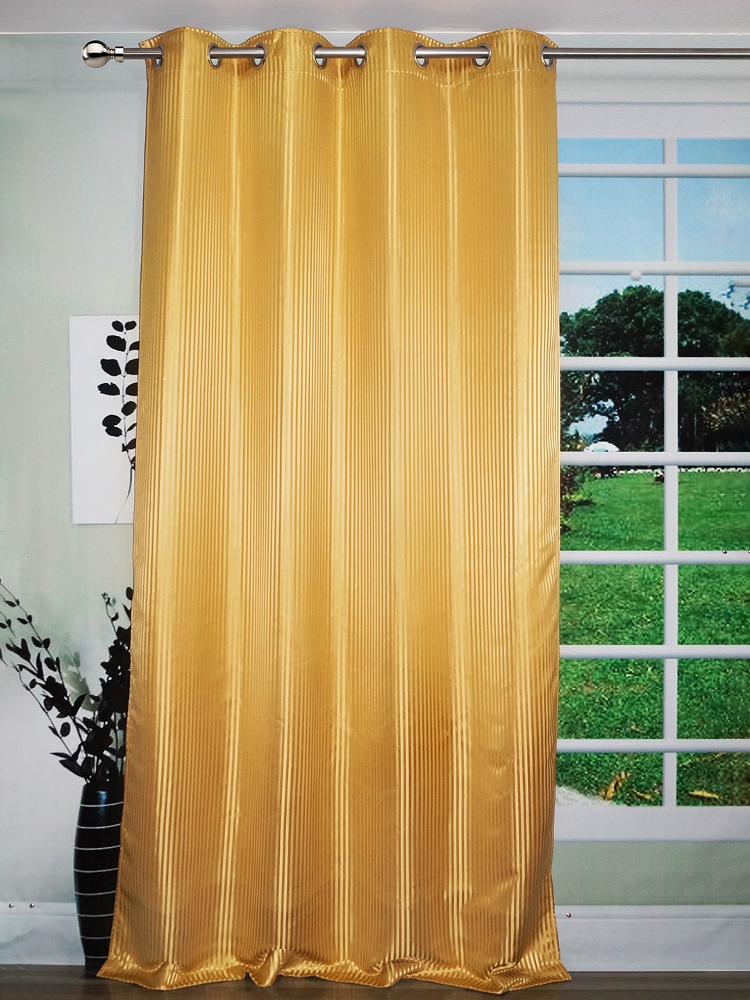 

Lushomes Gold-Toned Striped Long Door Curtain