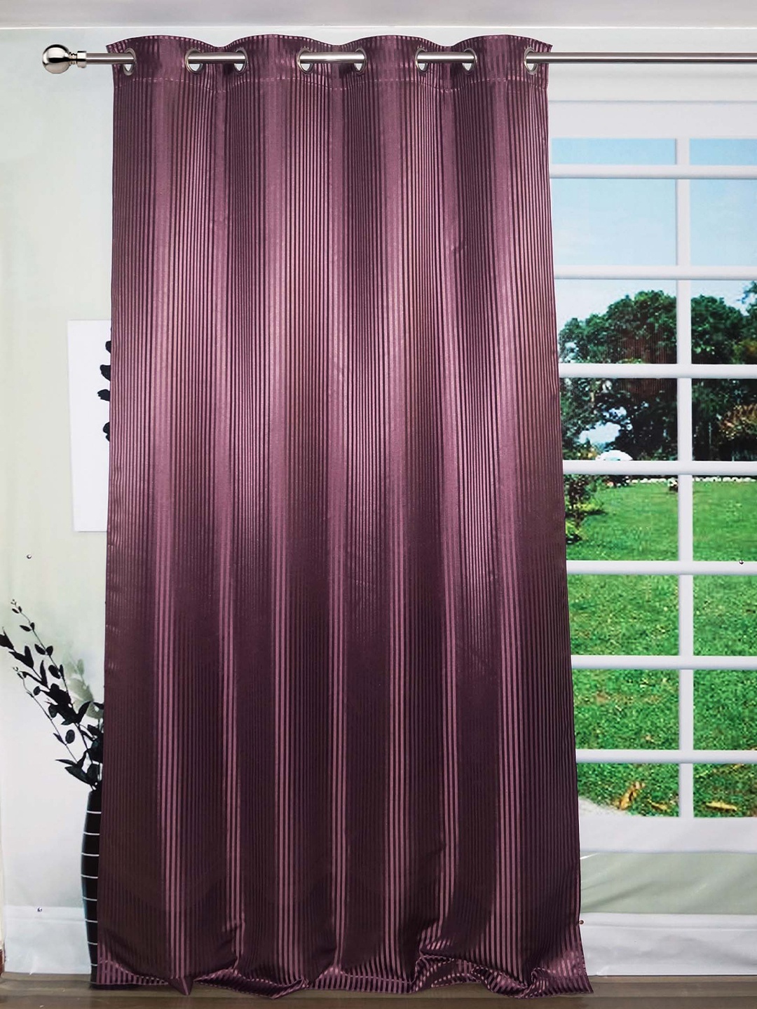 

Lushomes Purple Striped Long Door Curtain