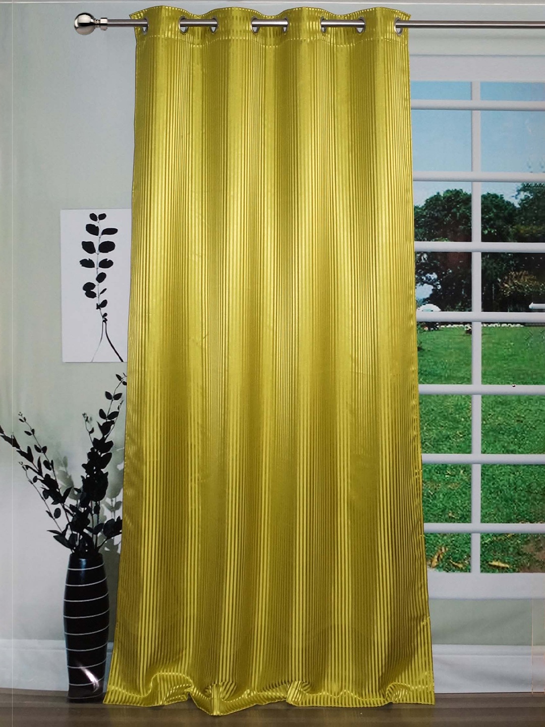 

Lushomes Green Striped Door Curtain