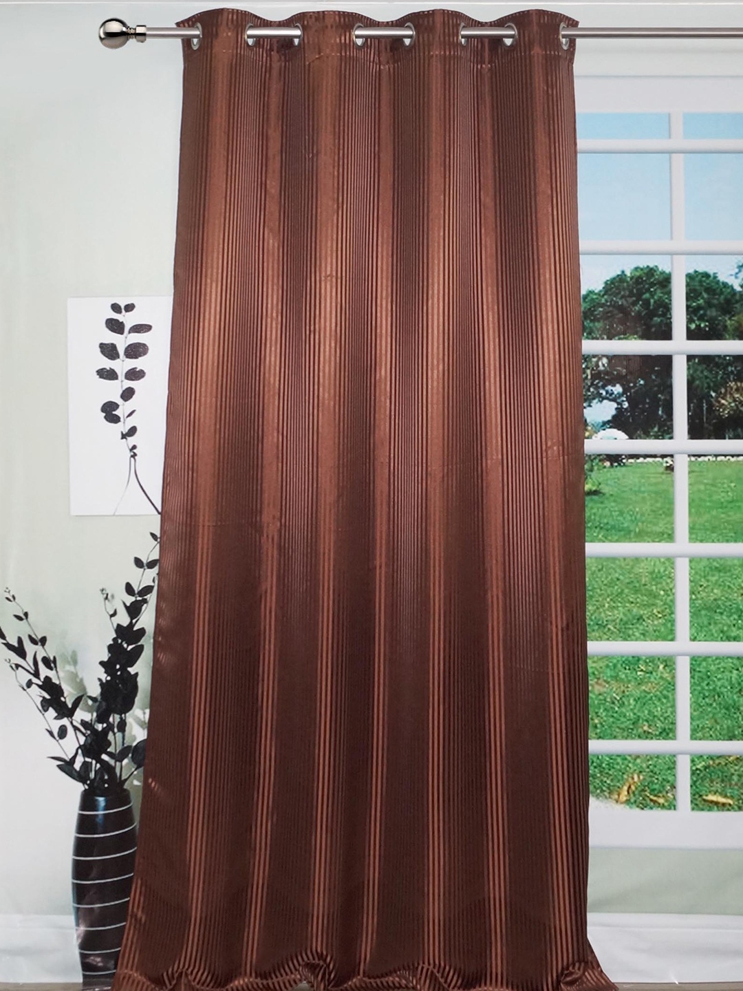 

Lushomes Brown Striped Door Curtain