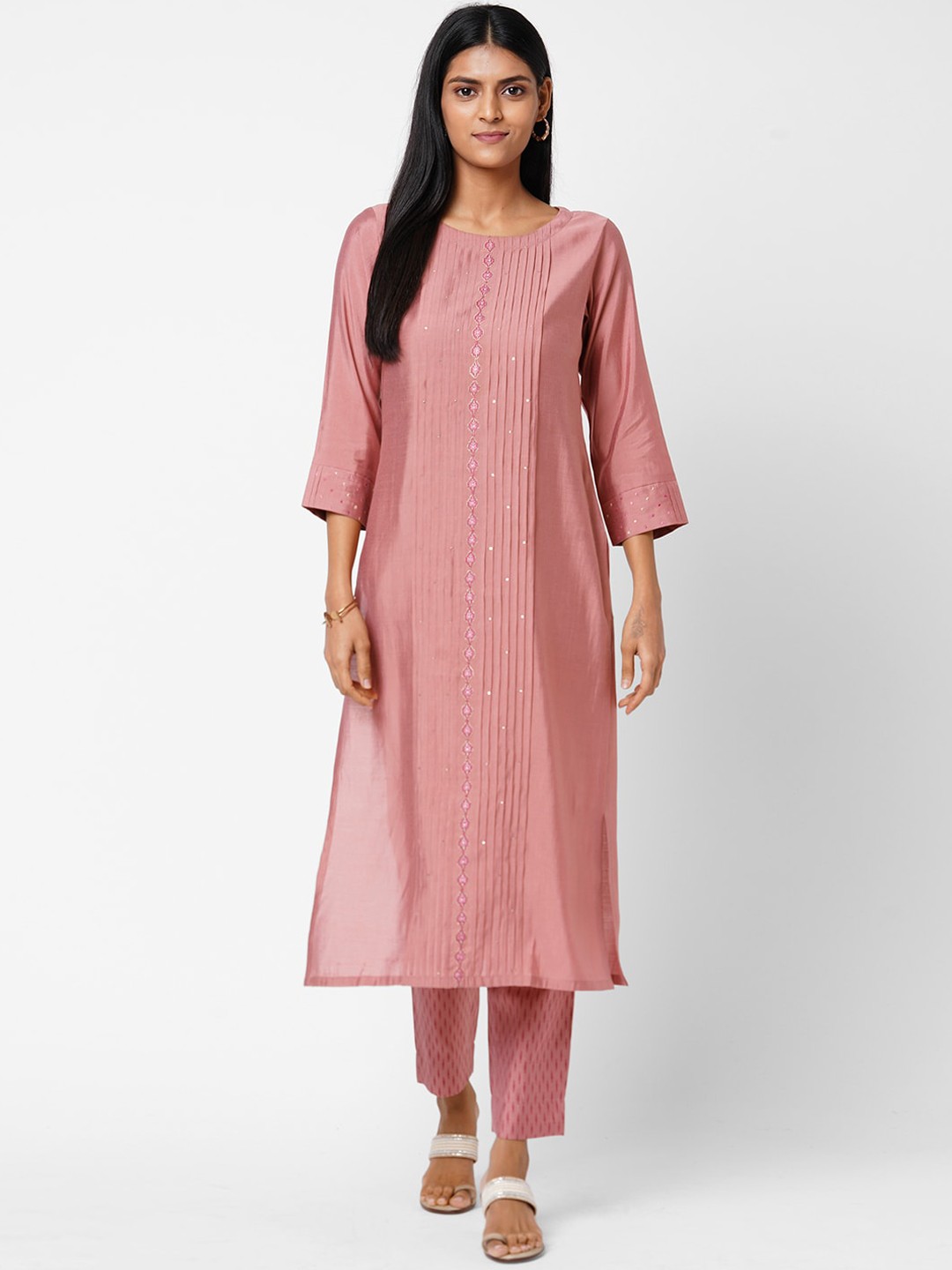 

KAMI KUBI Women Pink Regular Kurta with Trousers