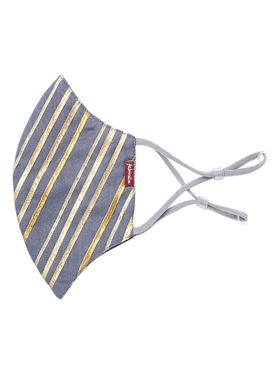 

Fabindia Women Grey & Gold-Coloured Gota Patti Cotton Reusable Cloth Mask