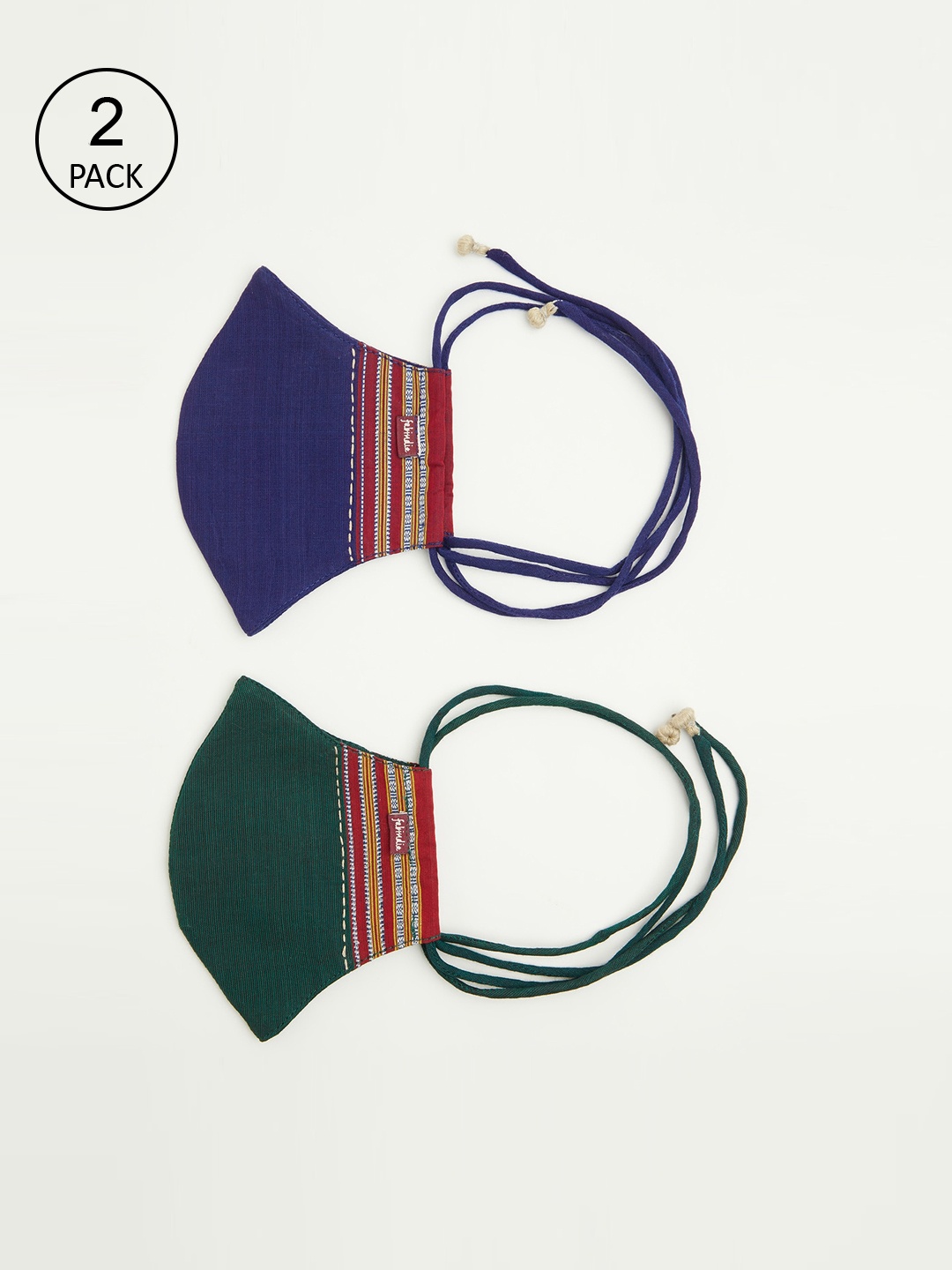 

Fabindia Women Pack Of 2 Blue & Green Printed Cotton Cloth Mask