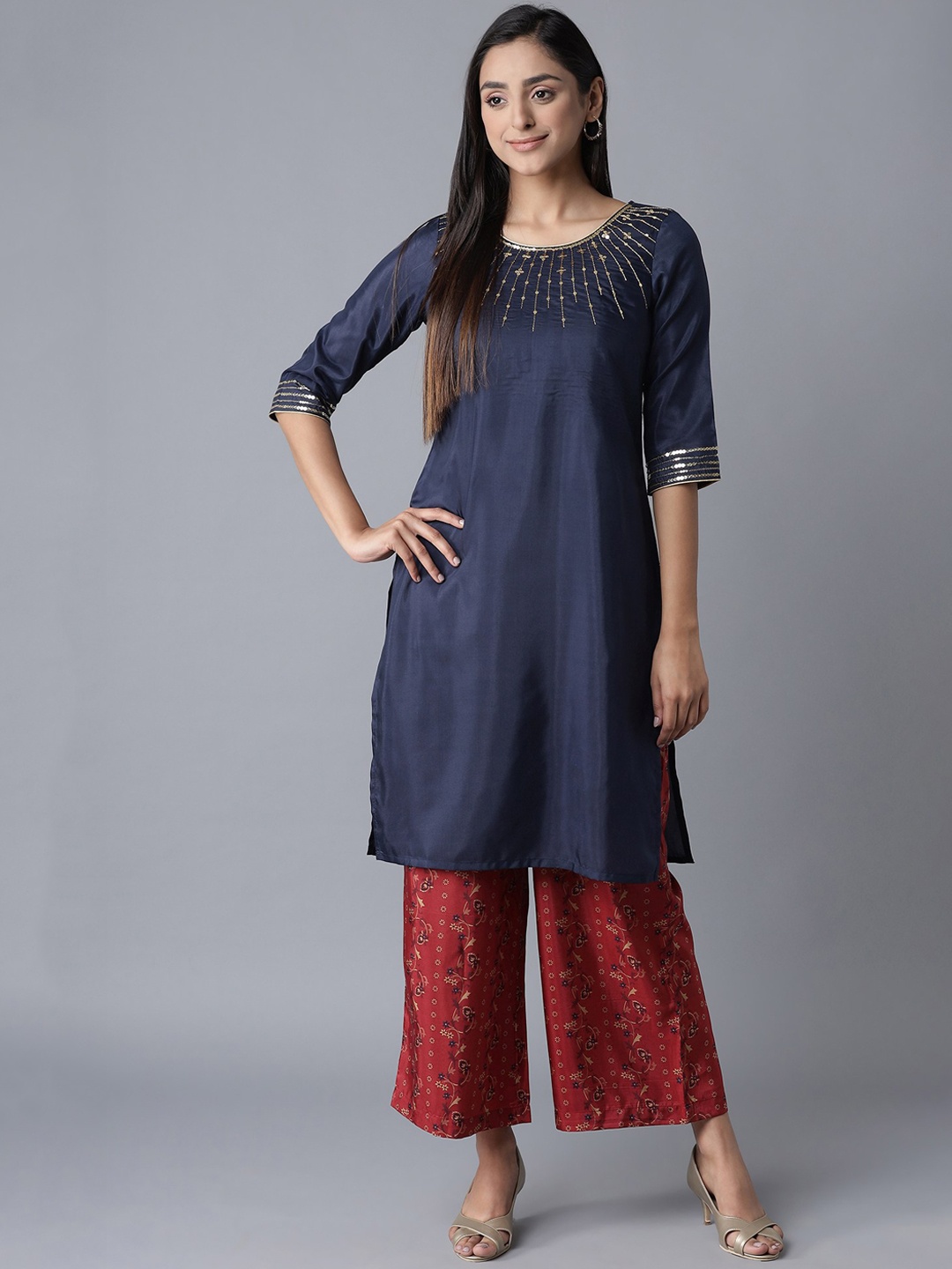 

AURELIA Women Blue Regular Kurta with Palazzos