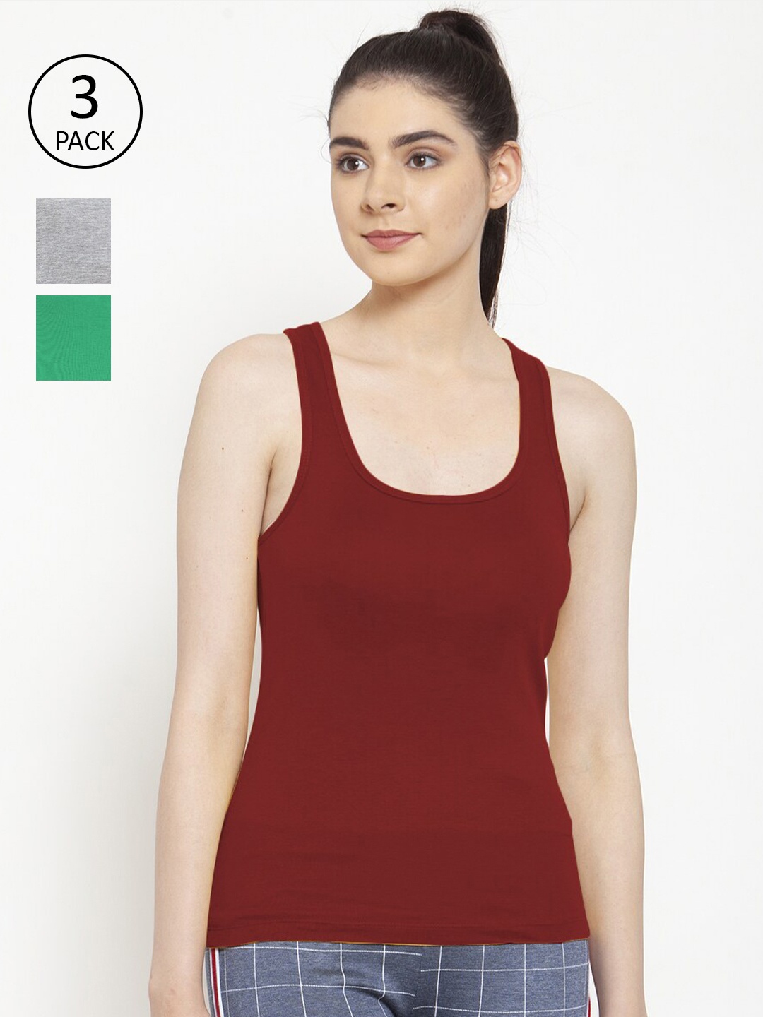 

Friskers Pack of 3 Tank Top, Grey melange