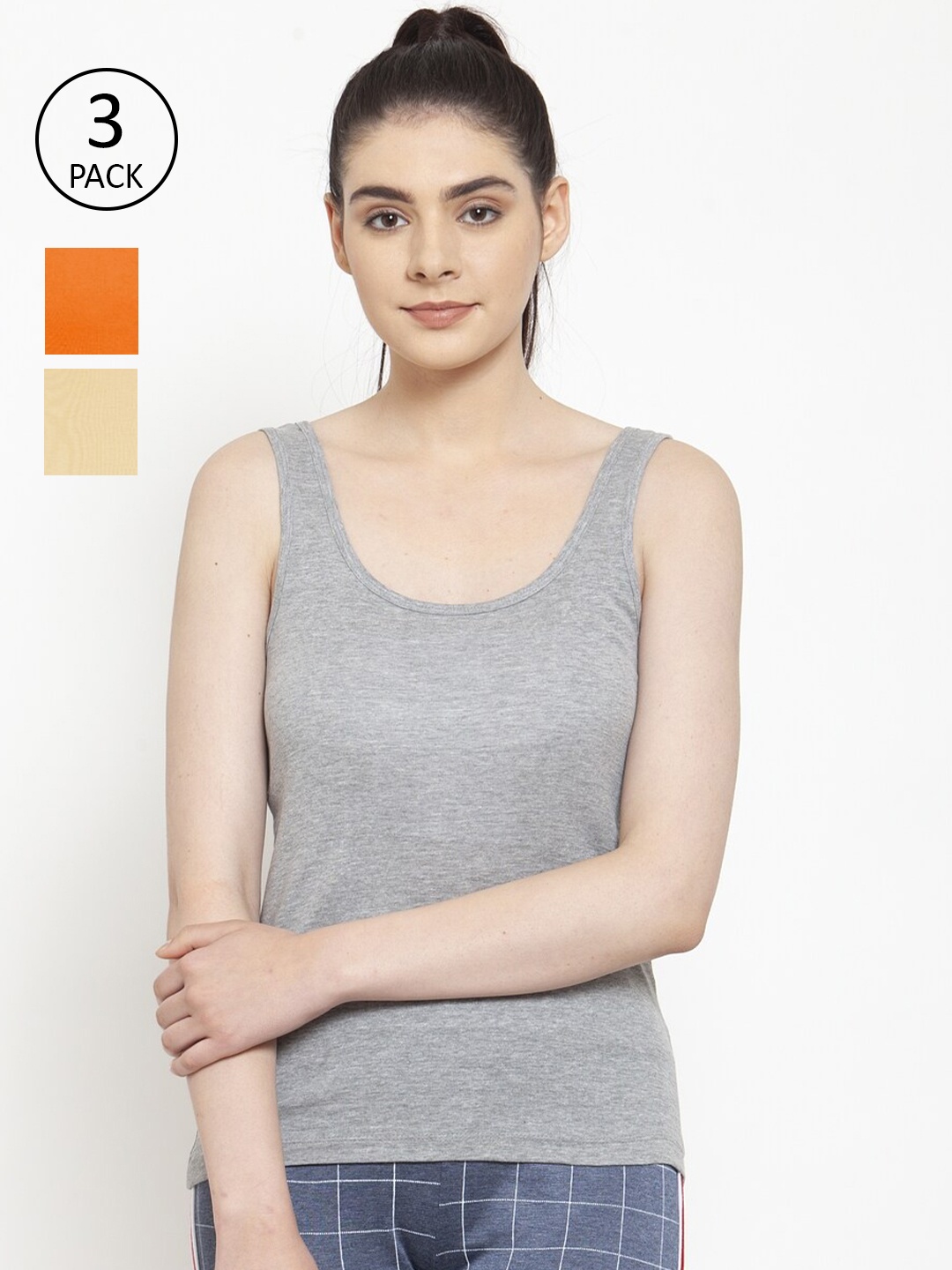 

Friskers Pack of 3 Tank Top, Grey