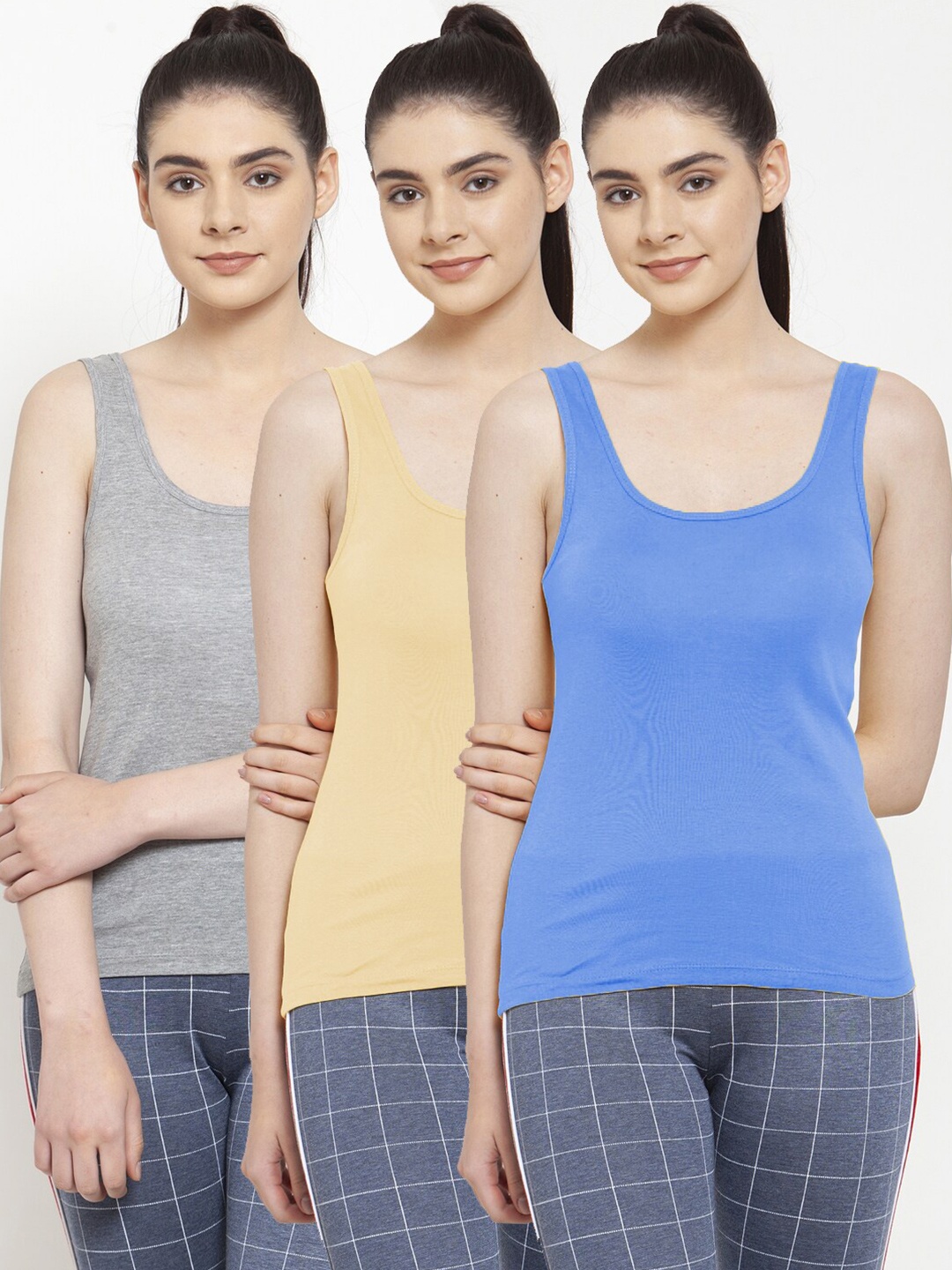 

Friskers Pack of 3 Tank Top, Grey