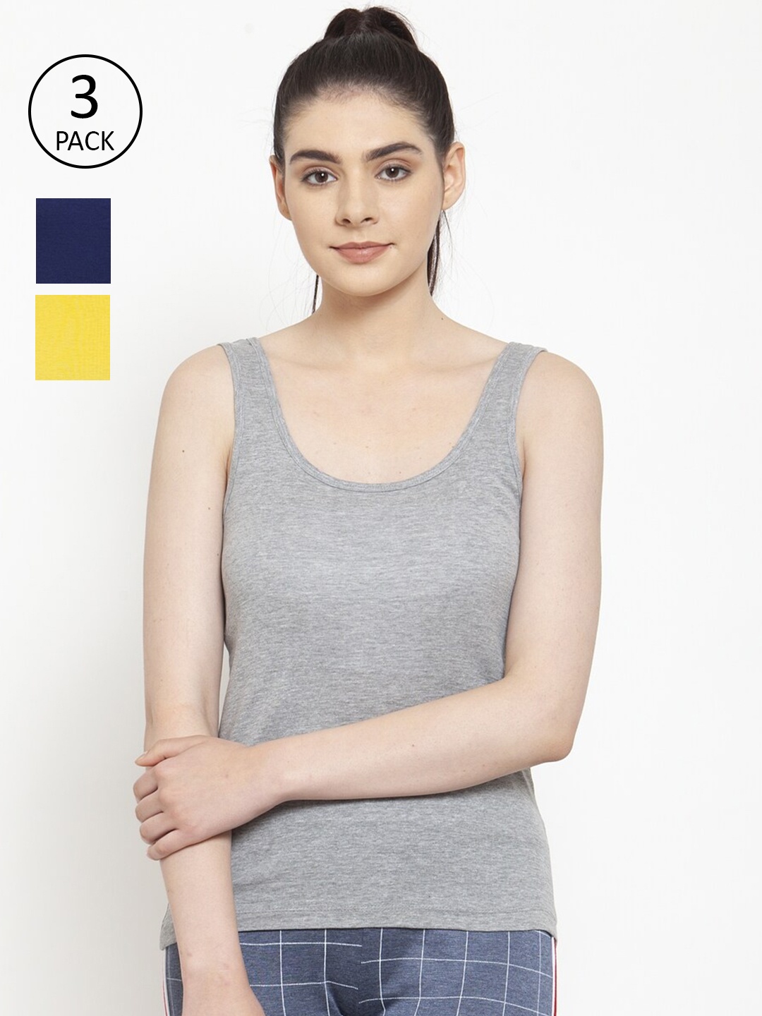 

Friskers Pack of 3 Blue Tank Tops, Grey