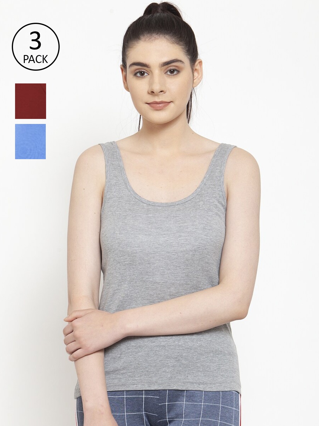 

Friskers Pack of 3 Tank Tops, Grey