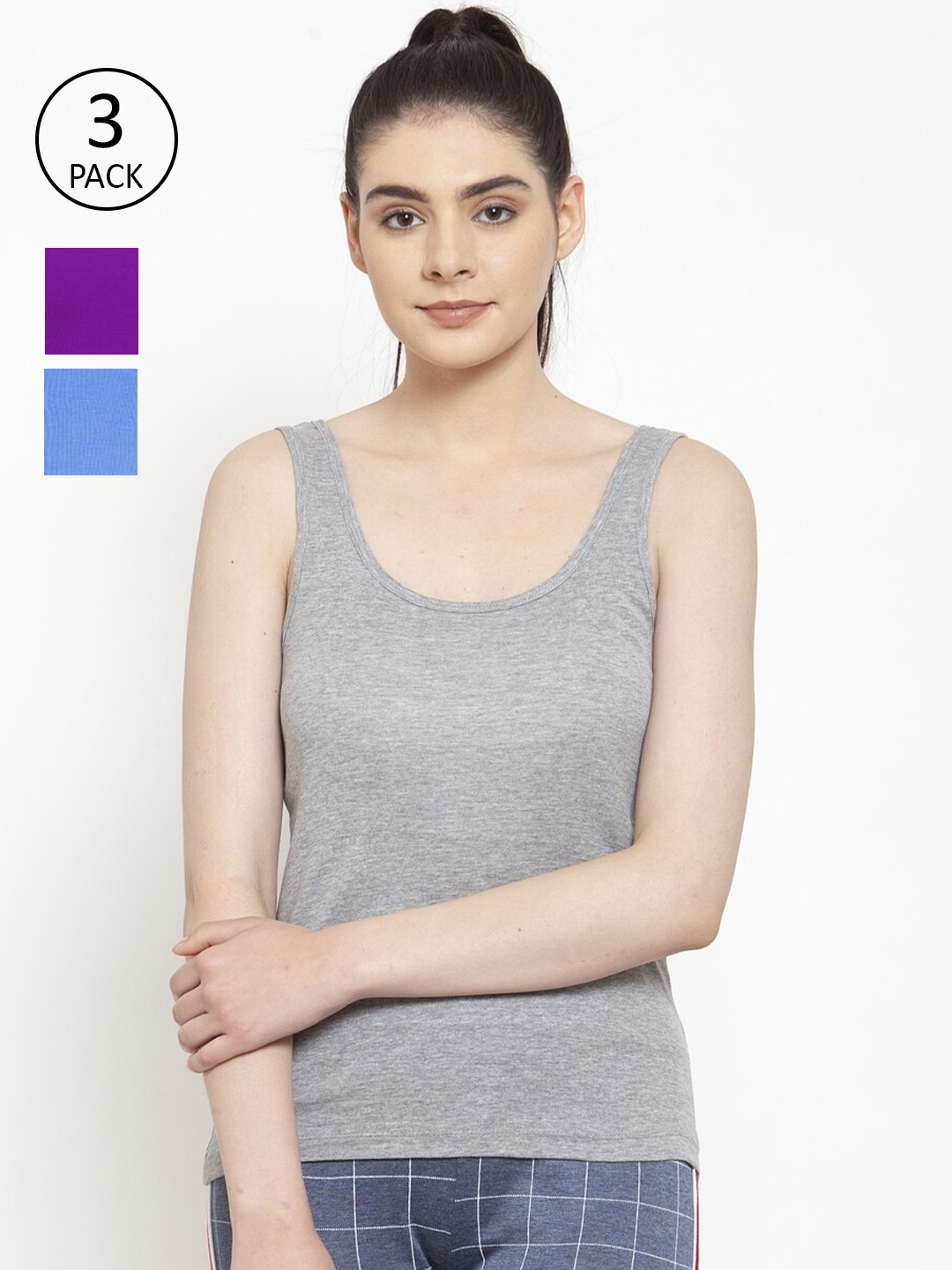 

Friskers Pack of 3 Tank Top, Grey