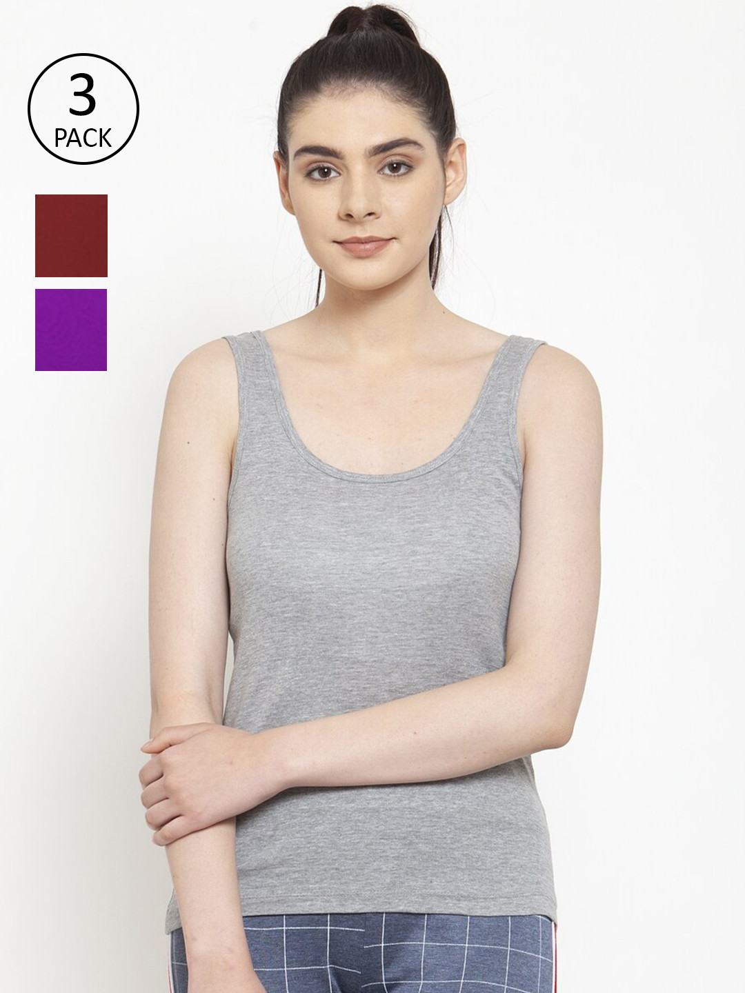 

Friskers Pack of 3 Tank Top, Grey
