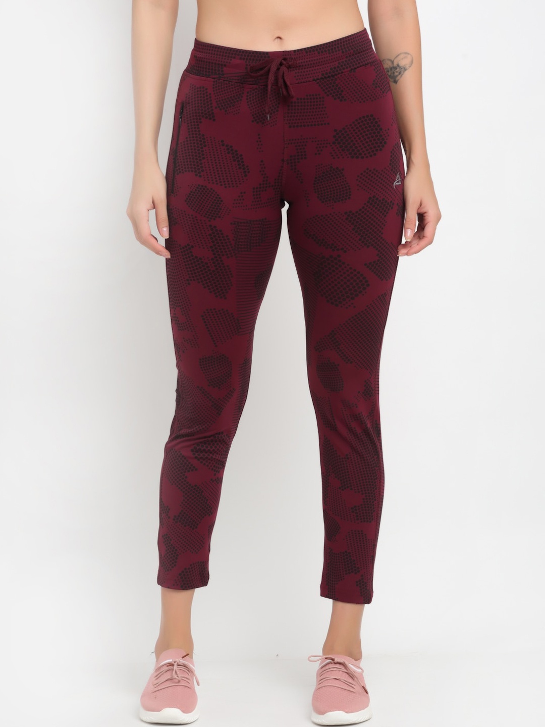 

ANTI CULTURE Women Maroon & Black Printed Tights