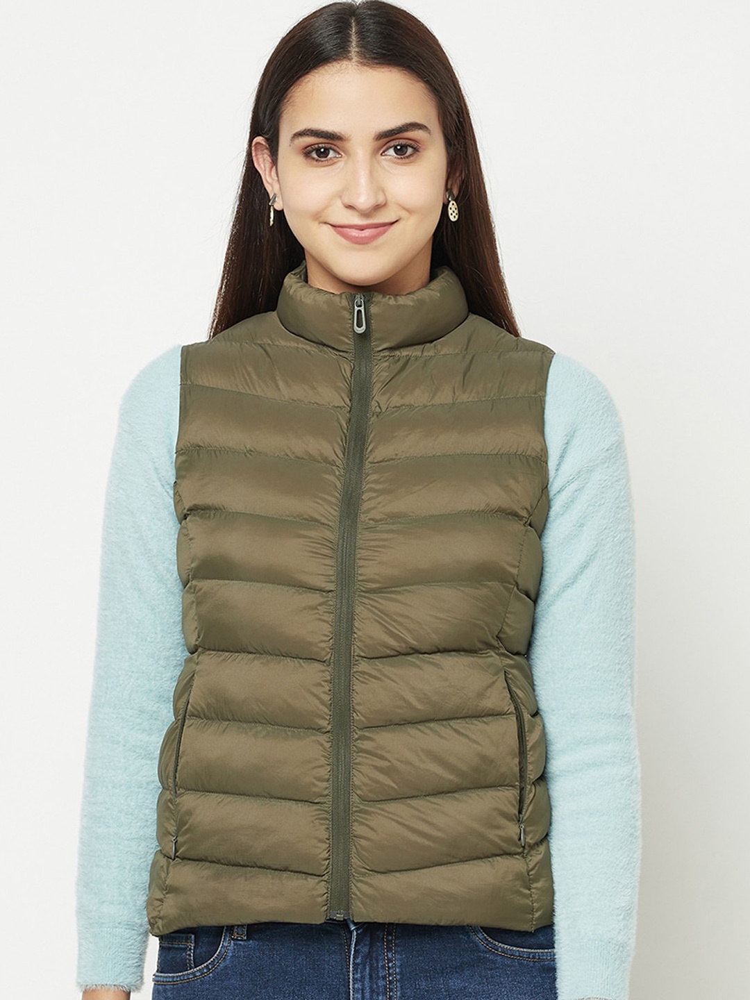 

METTLE Women Olive Green Padded Jacket