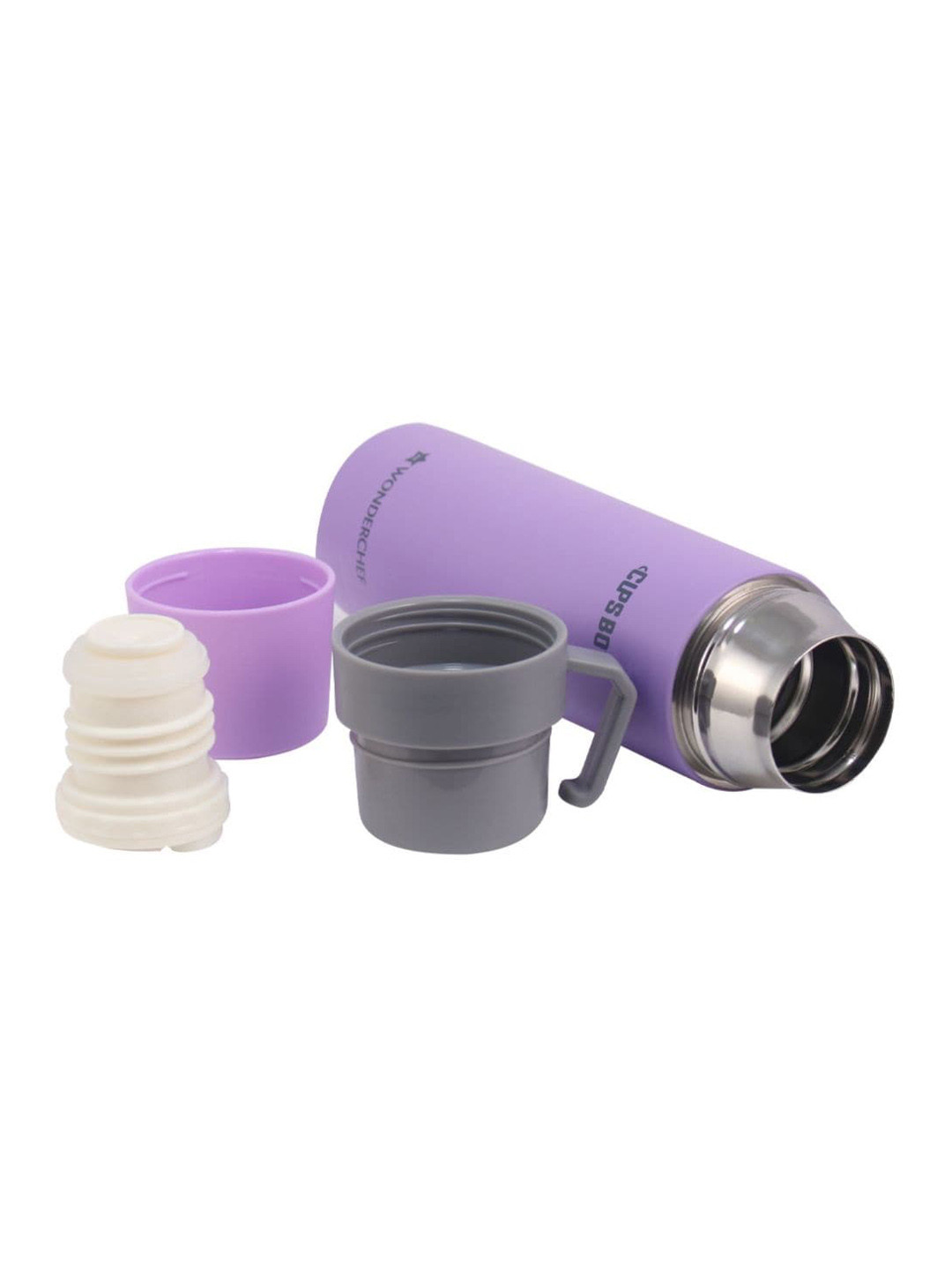 

Wonderchef Purple Solid Cups-Bot Vacuum Insulated Double Wall Stainless Steel Flask 350 ml