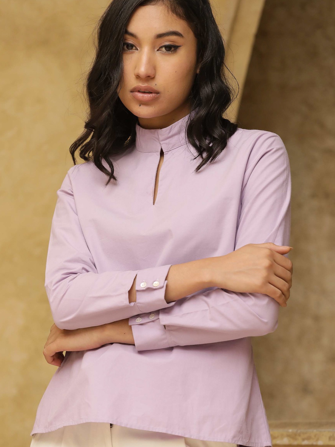 

RAREISM Lavender Solid Pure Cotton Top