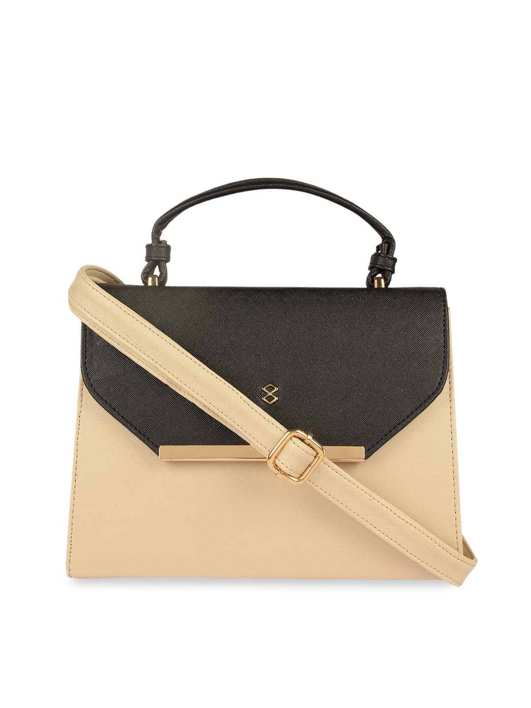 

HORRA Beige Colourblocked PU Structured Satchel