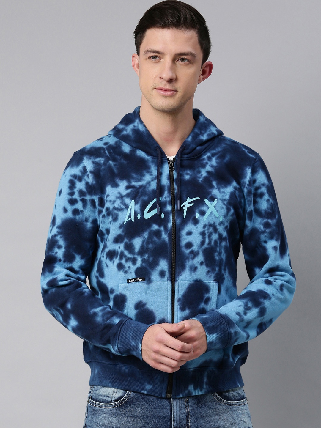 

Arctic Fox Unisex Blue Printed Hooded Sweatshirt