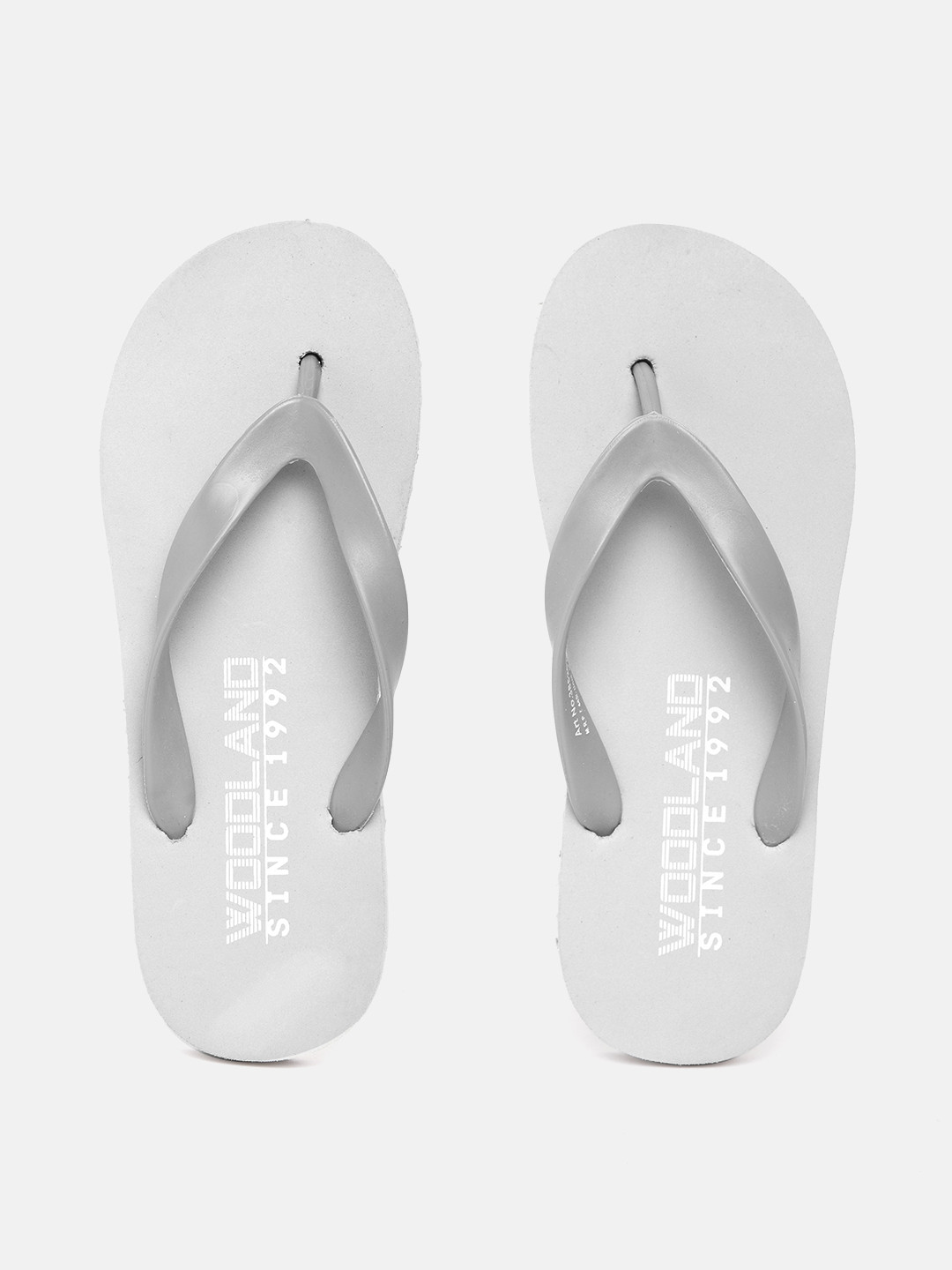 

Woodland Men Grey & White Brand Logo Print Thong Flip-Flops
