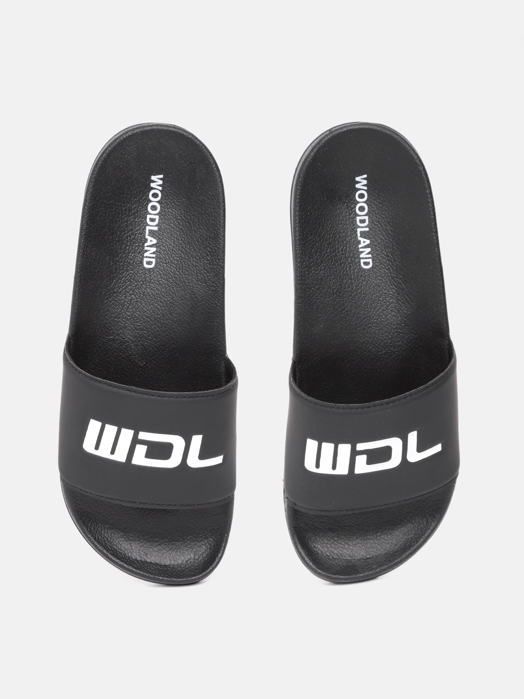 

Woodland Men Black & White Brand Logo Print Sliders