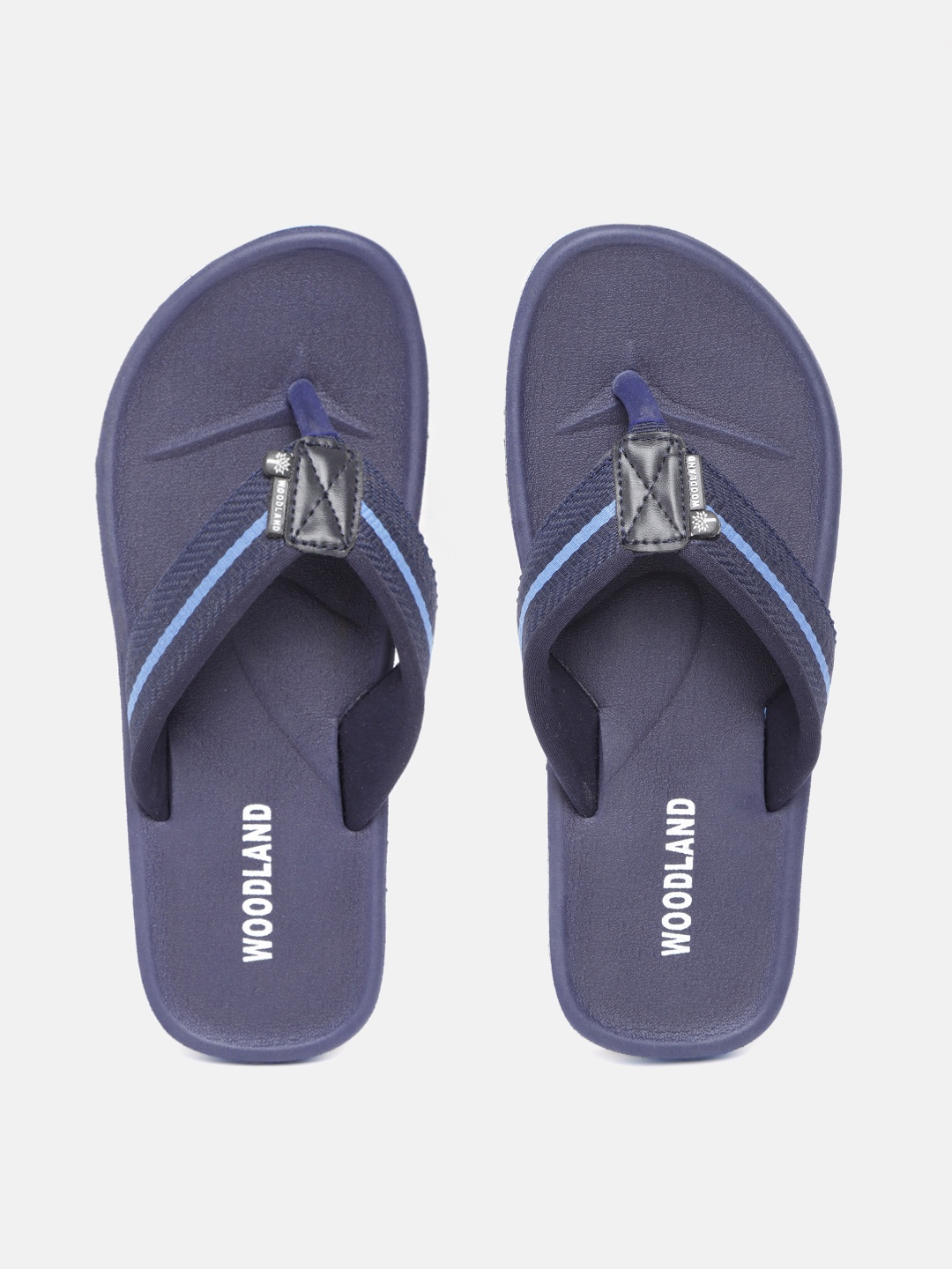 

Woodland Men Navy Blue Striped Thong Flip-Flops
