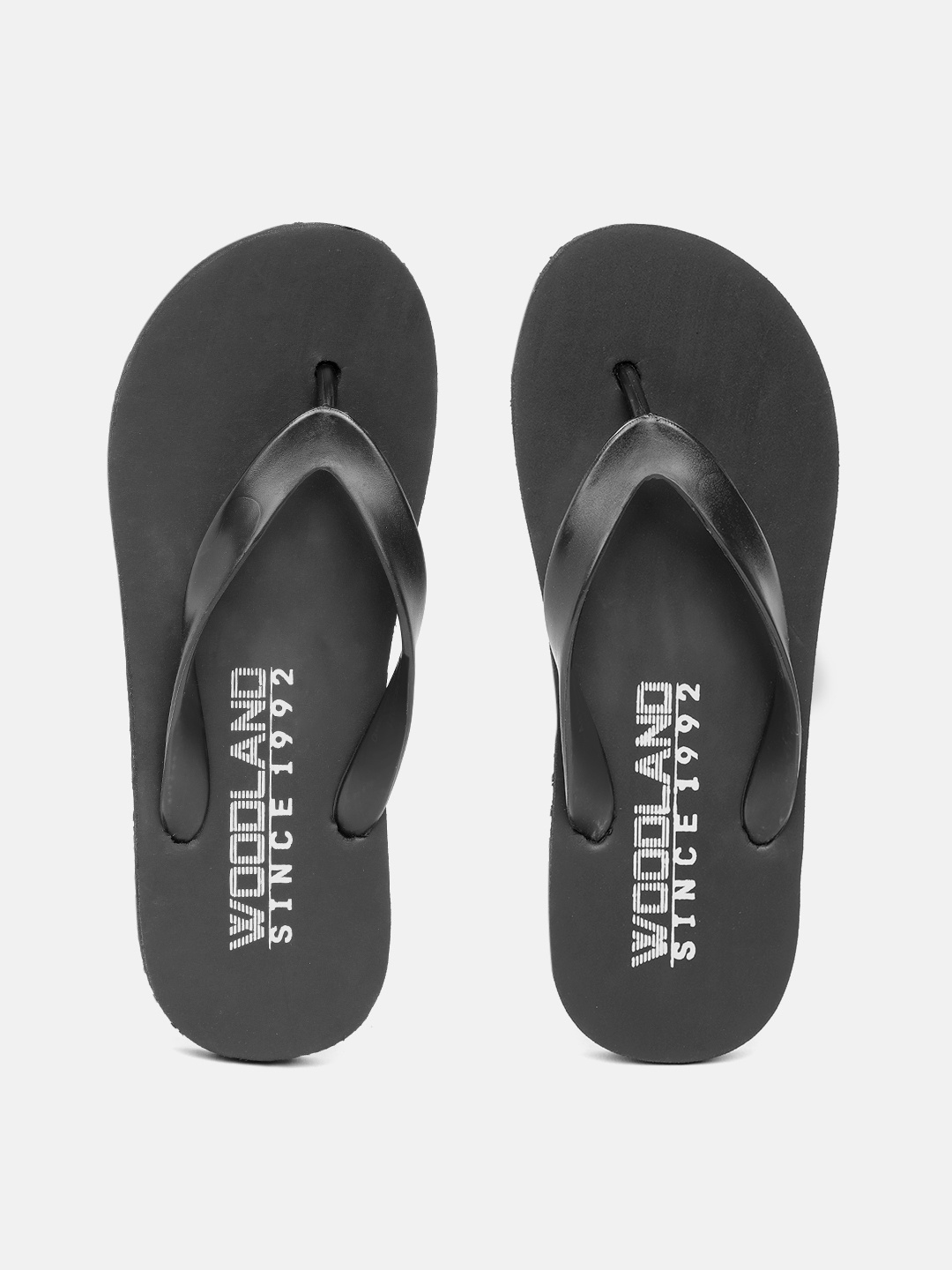 

Woodland Men Black & White Brand Logo Print Thong Flip-Flops