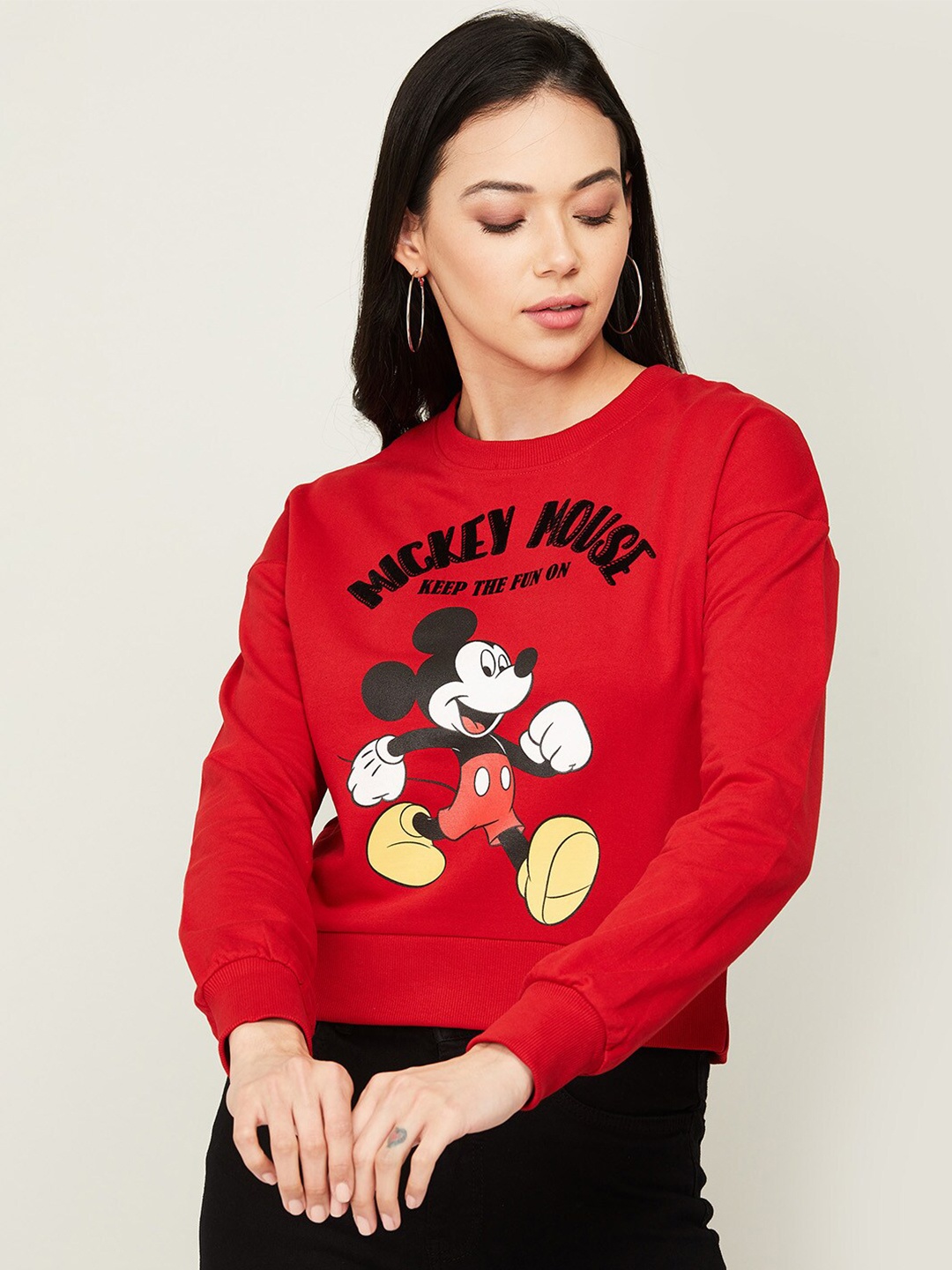 

Ginger by Lifestyle Women Red Printed Sweatshirt