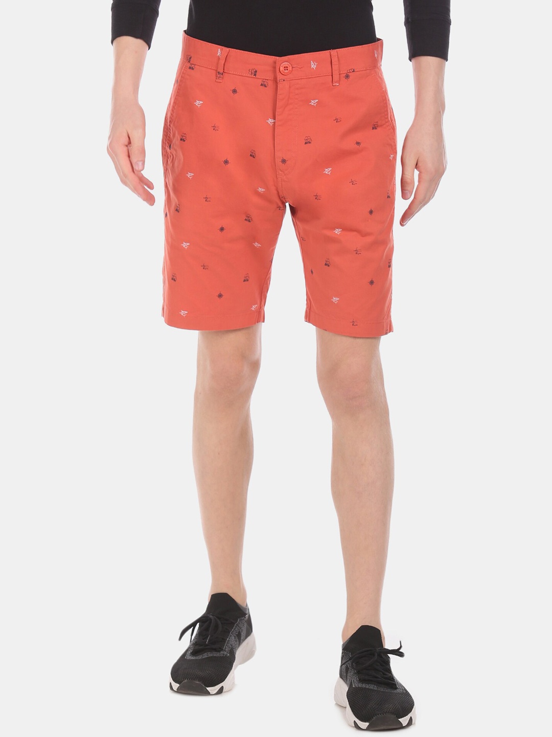 

Ruggers Men Rust Orange Printed Regular Shorts