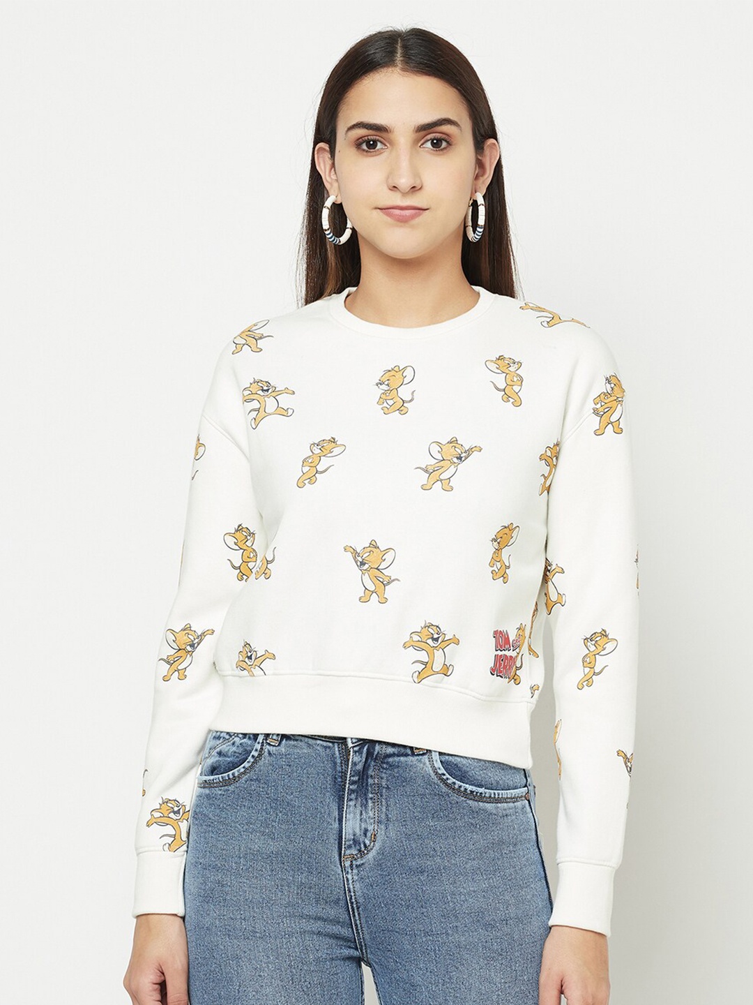 

METTLE Women Off-White Jerry Printed Sweatshirt