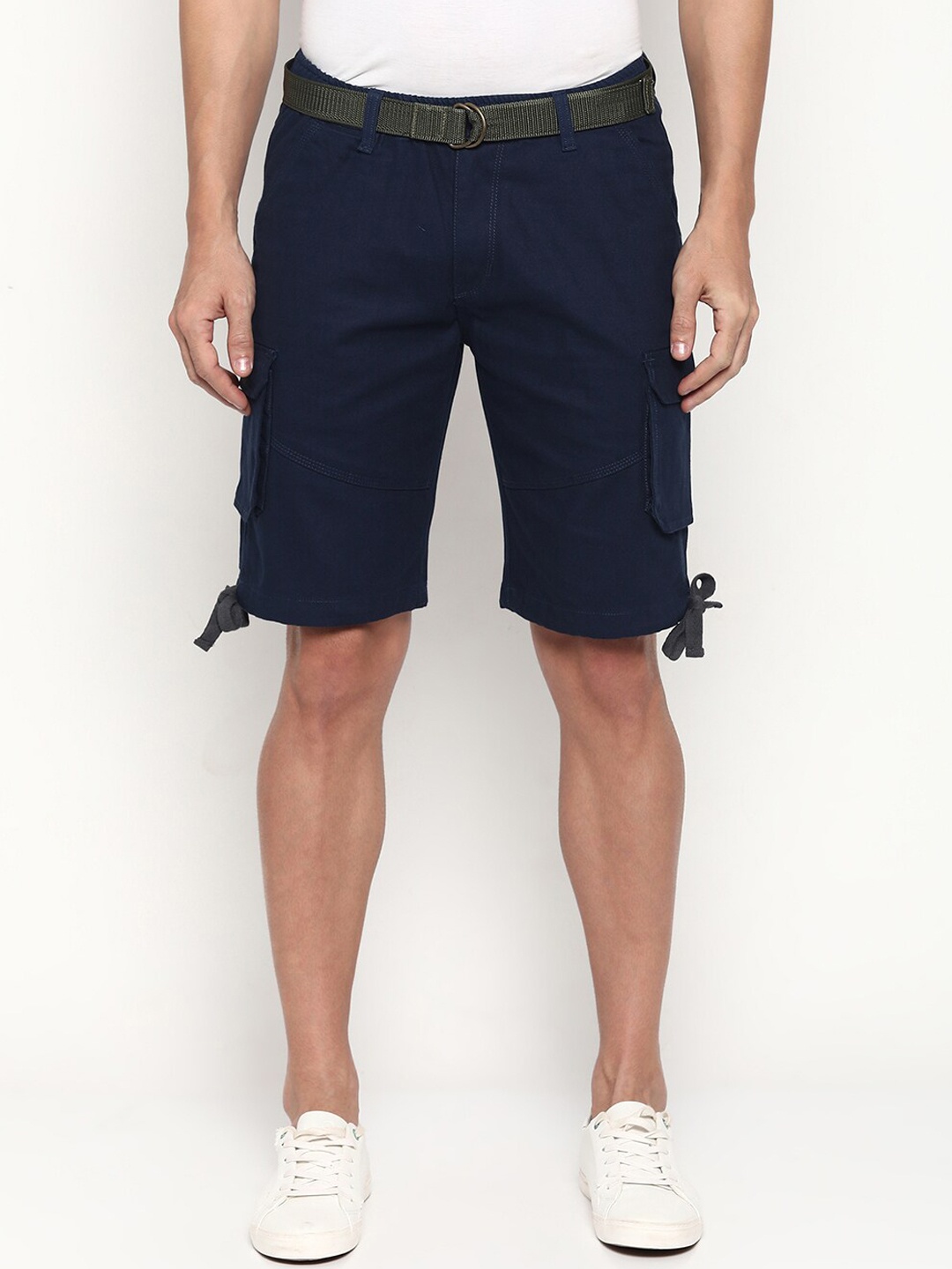 

RUG WOODS Men Navy Blue Cotton Cargo Shorts