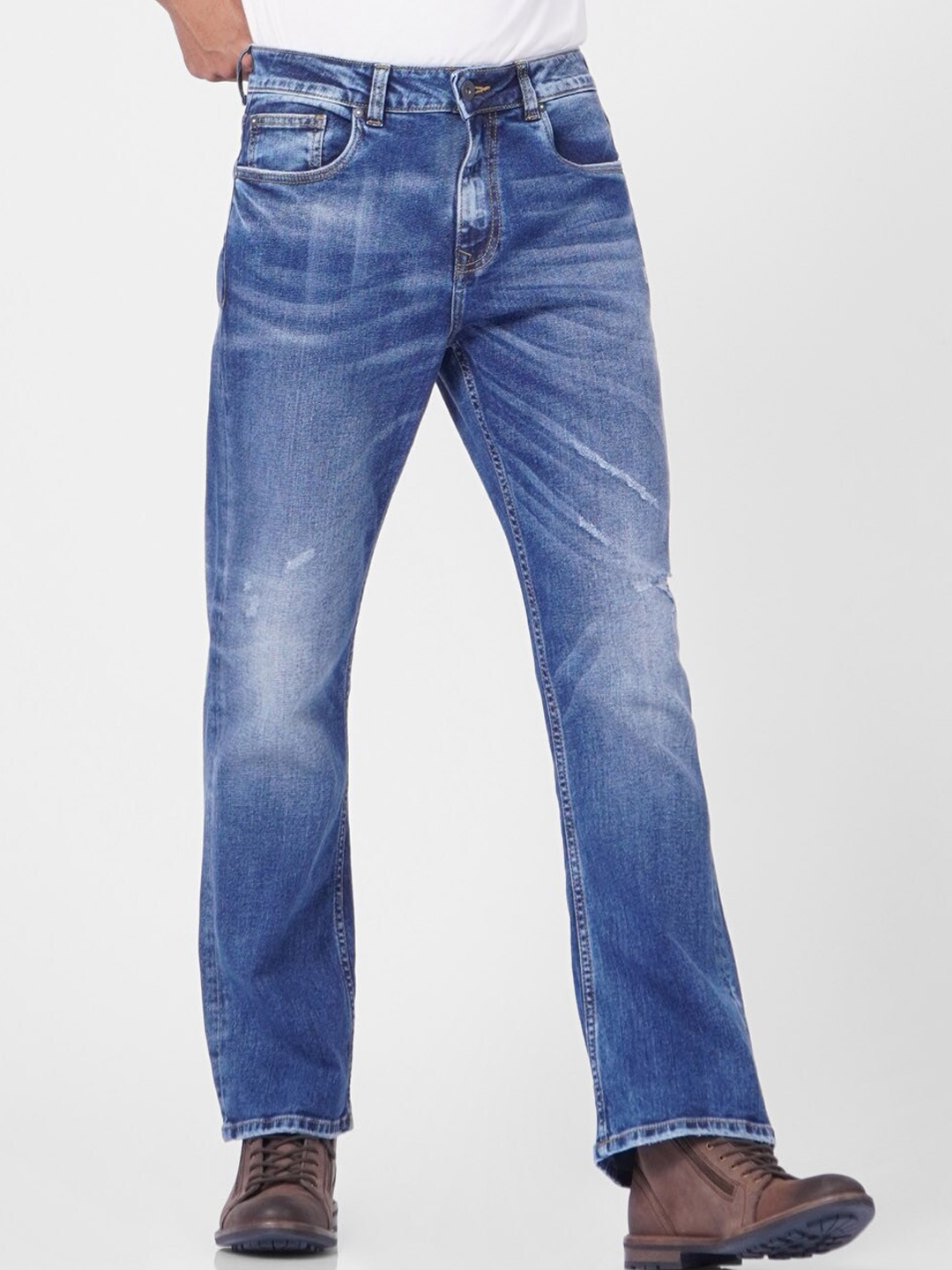 

Jack & Jones Men Blue Low-Rise Mildly Distressed Heavy Fade Jeans