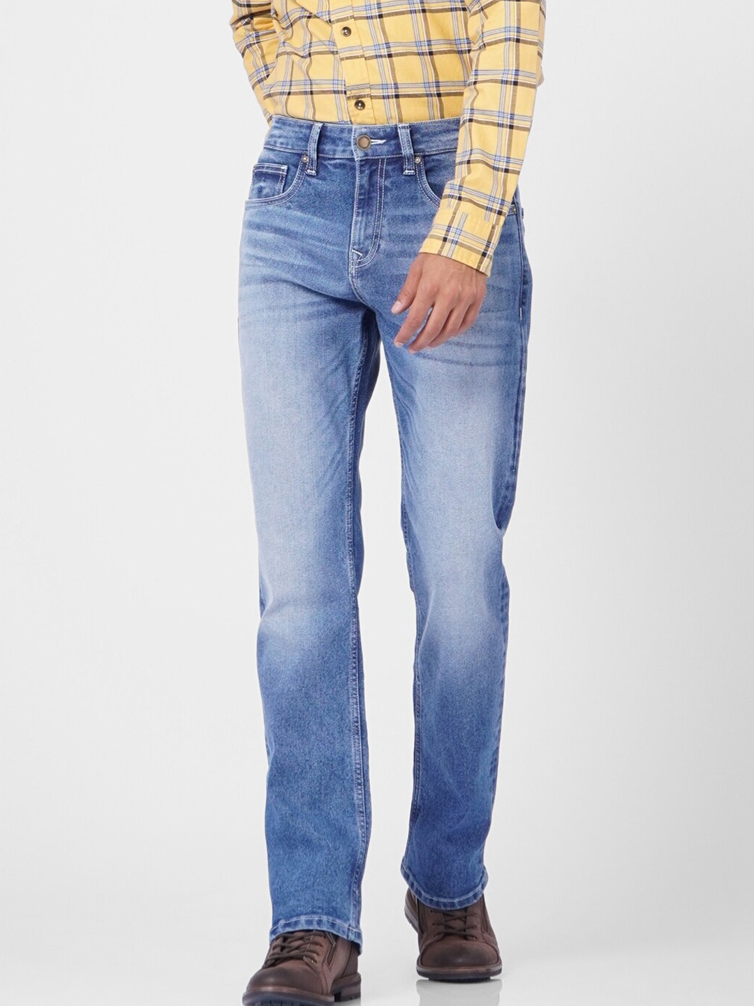 

Jack & Jones Men Blue Bootcut Low-Rise Heavy Fade Jeans