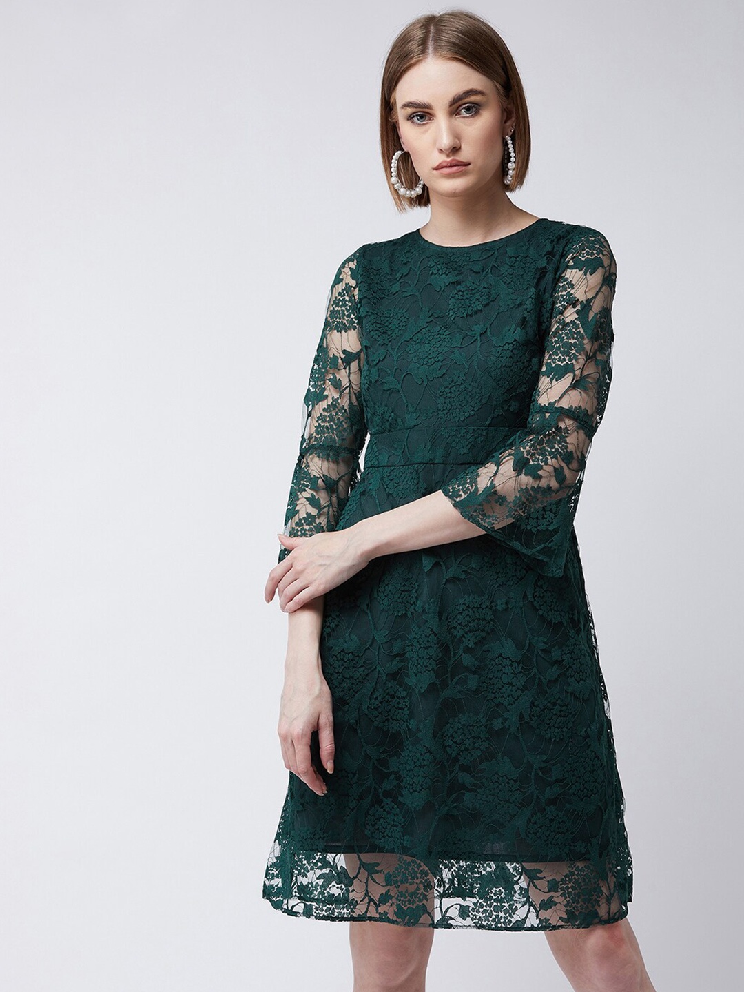 

Miss Chase Green Lace A-Line Dress