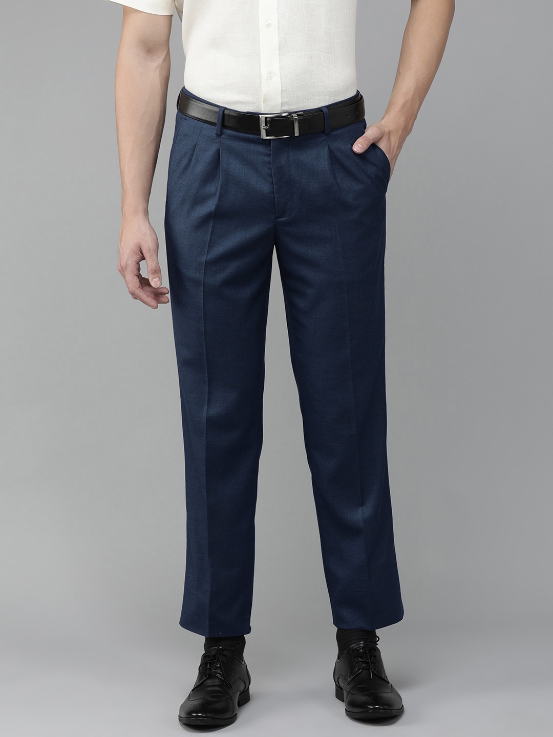 

Van Heusen Men Blue Low-Rise Trousers