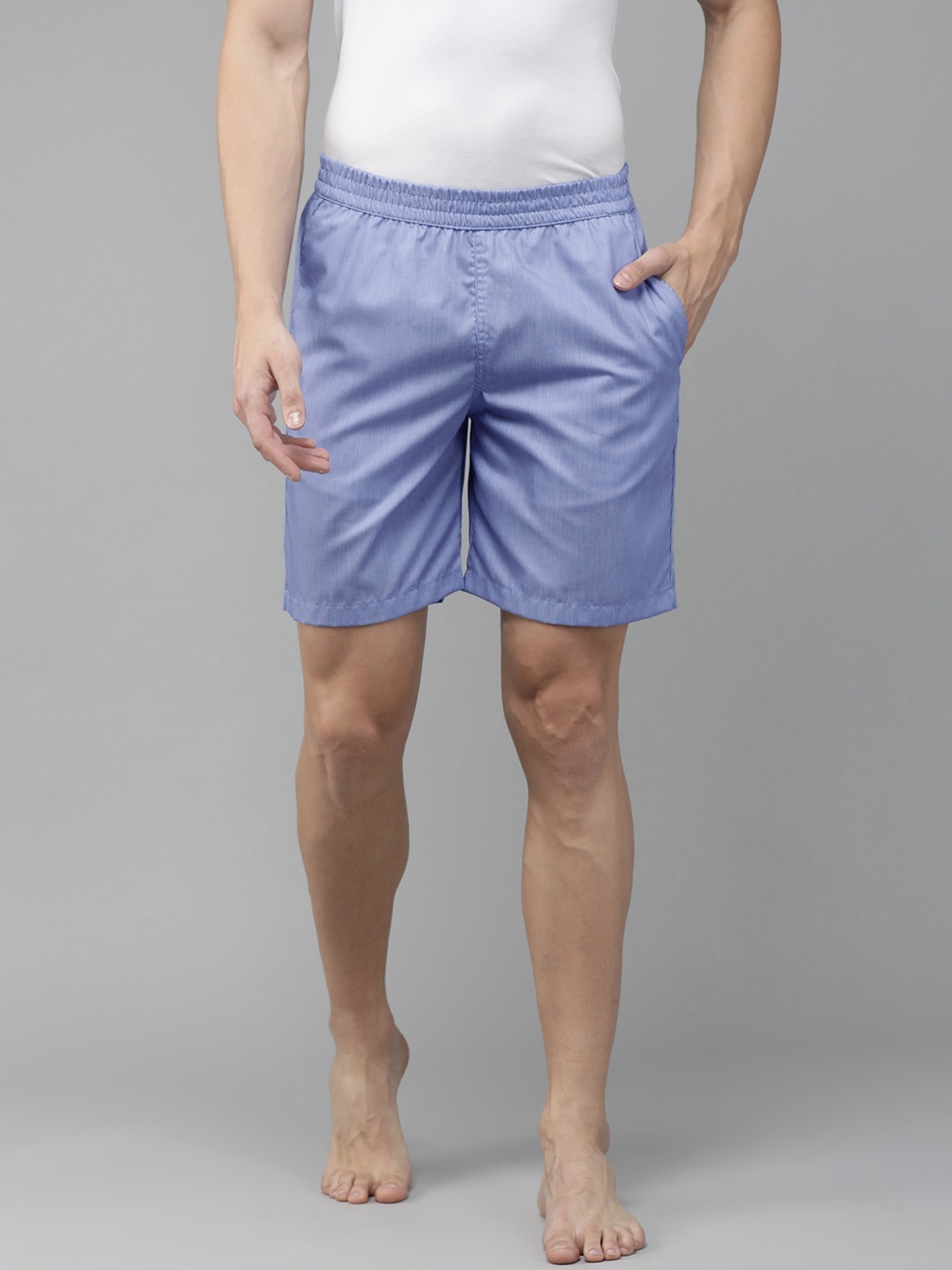 

Van Heusen Men Blue & White Striped Lounge Shorts