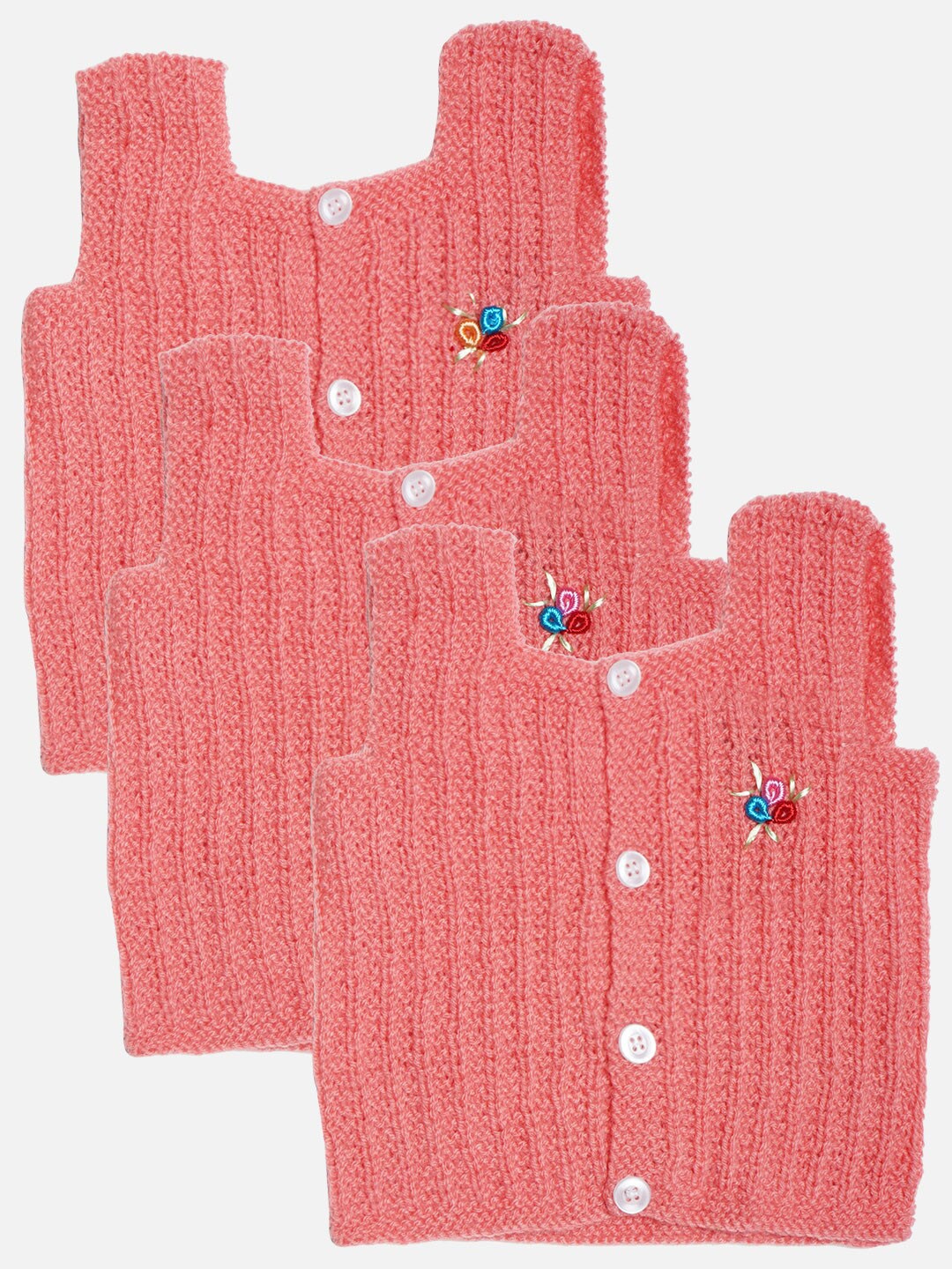 

FABNEST Unisex Kids Pack Of 3 Rose Wool Cardigan