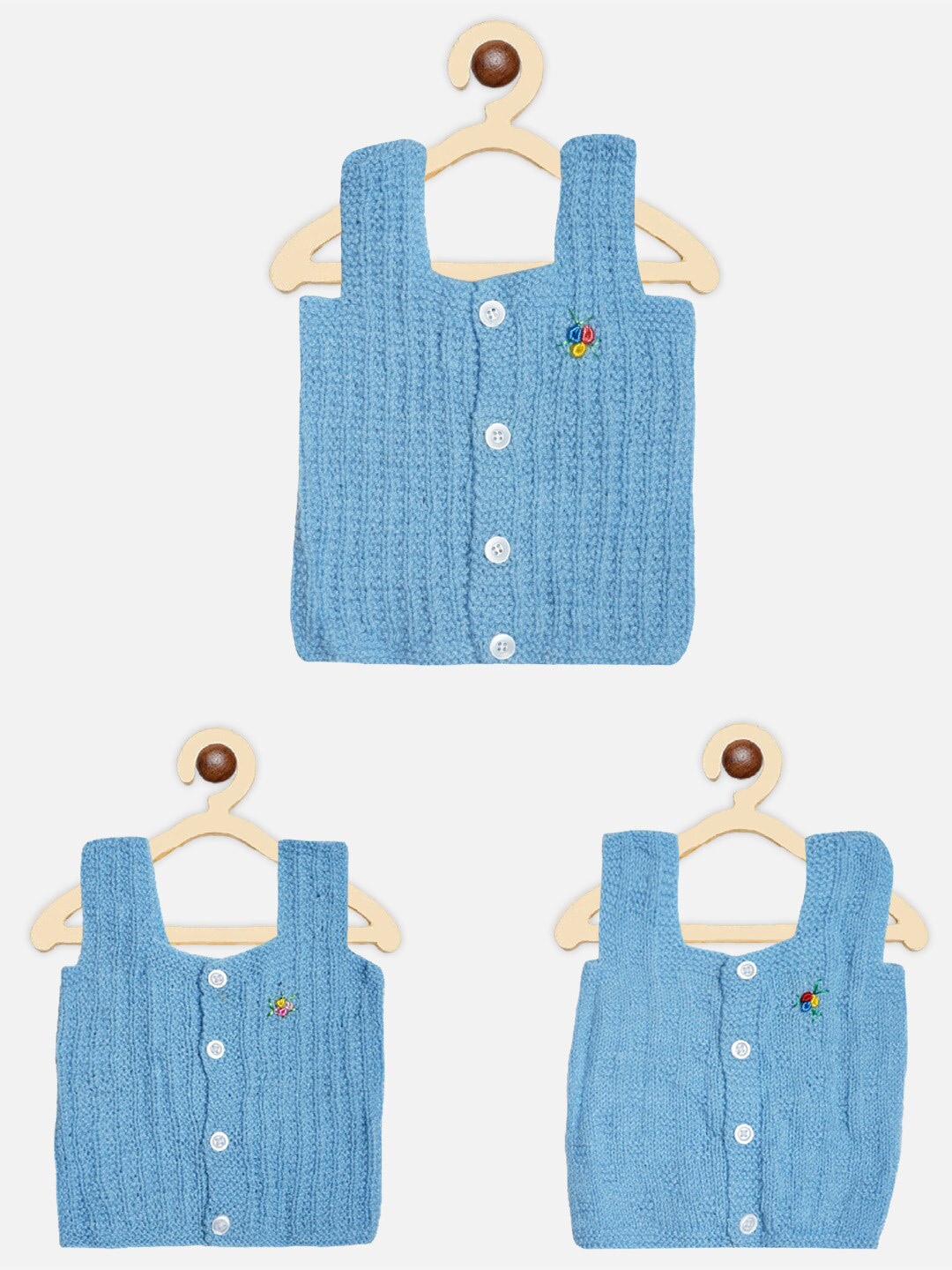 

FABNEST Unisex Kids Blue & Red Wollen Cardigan