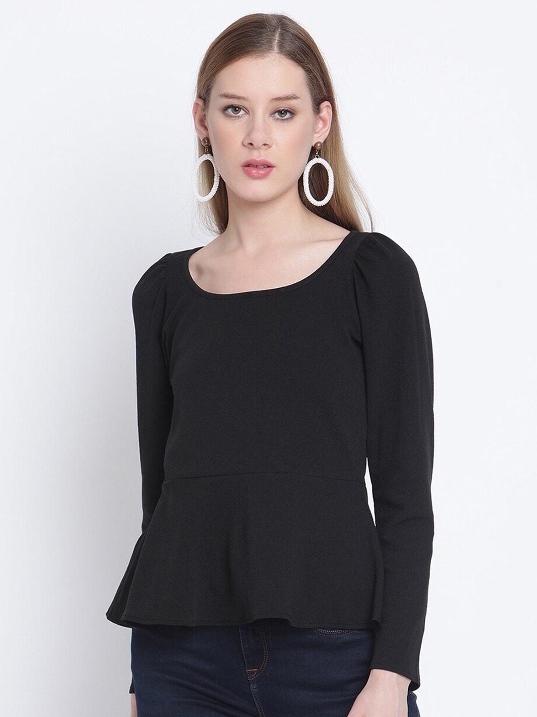 

The Vanca Women Black Peplum Top