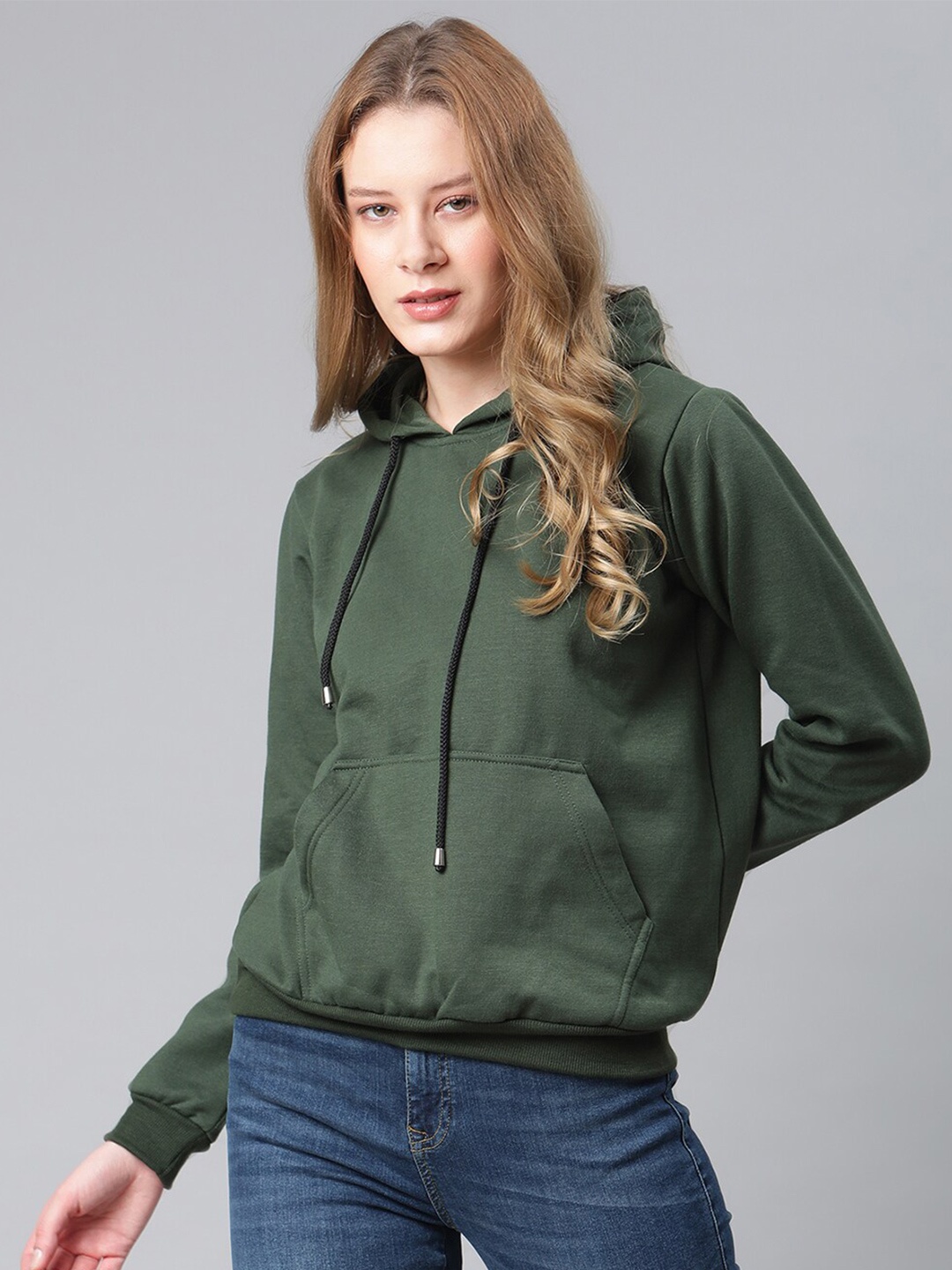 

The Vanca Women Olive Green Hooded Sweatshirt