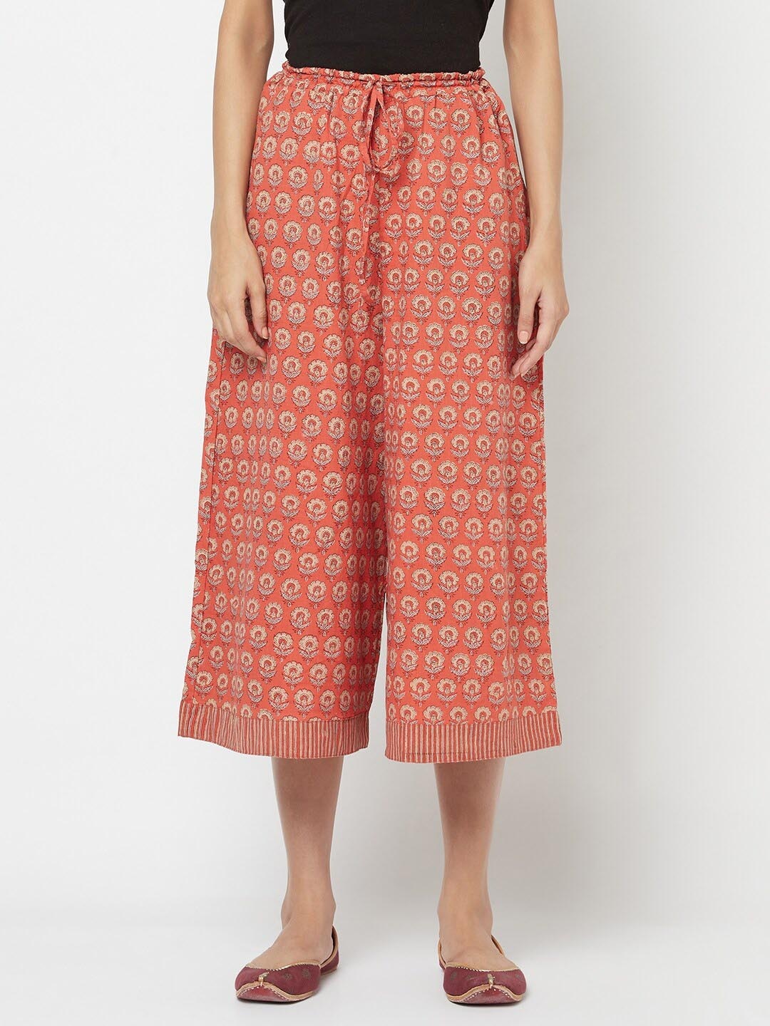 

Fabindia Women Red Floral Printed Ethnic Palazzos