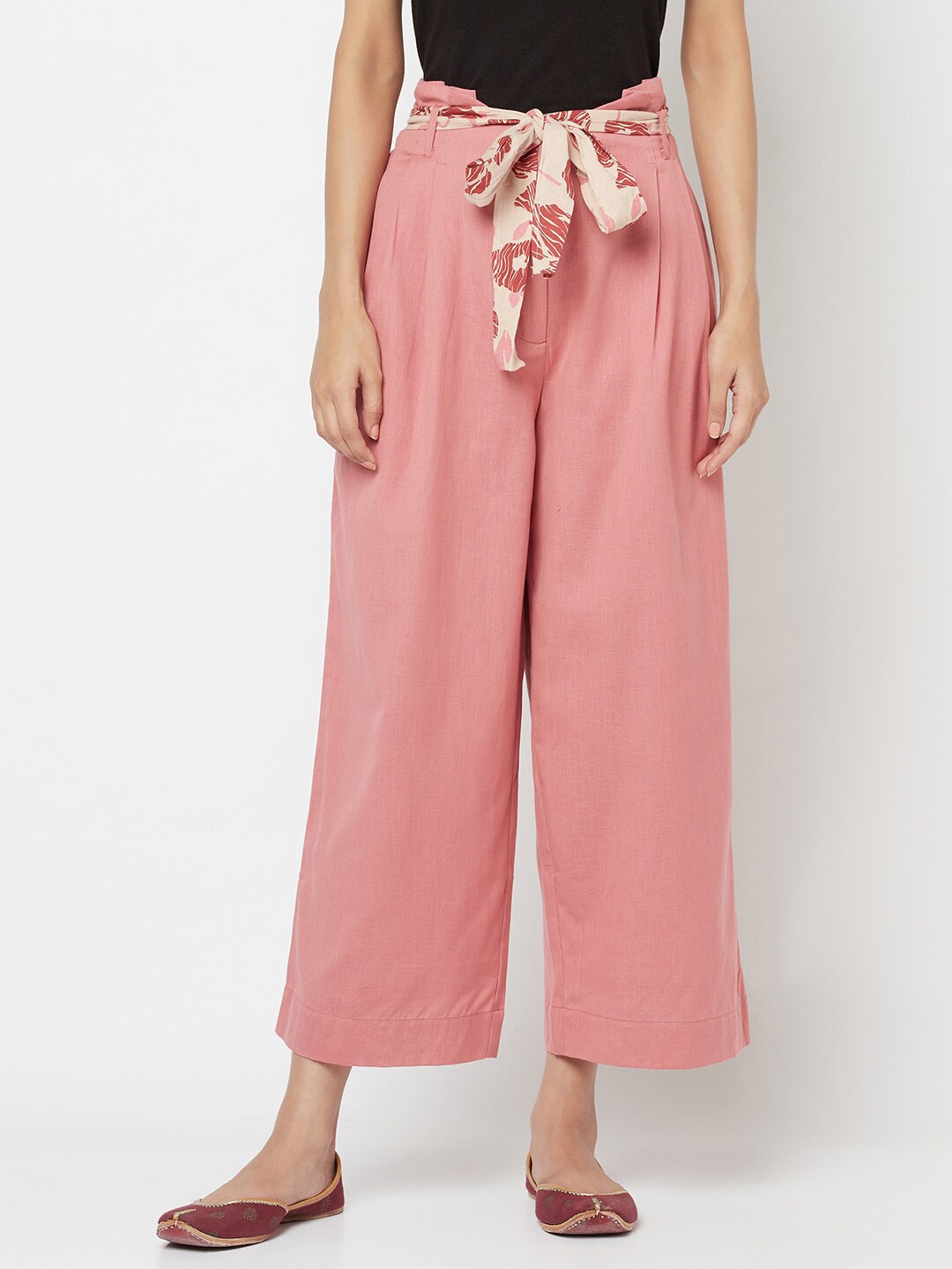 

Fabindia Women Pink Linen Palazzos