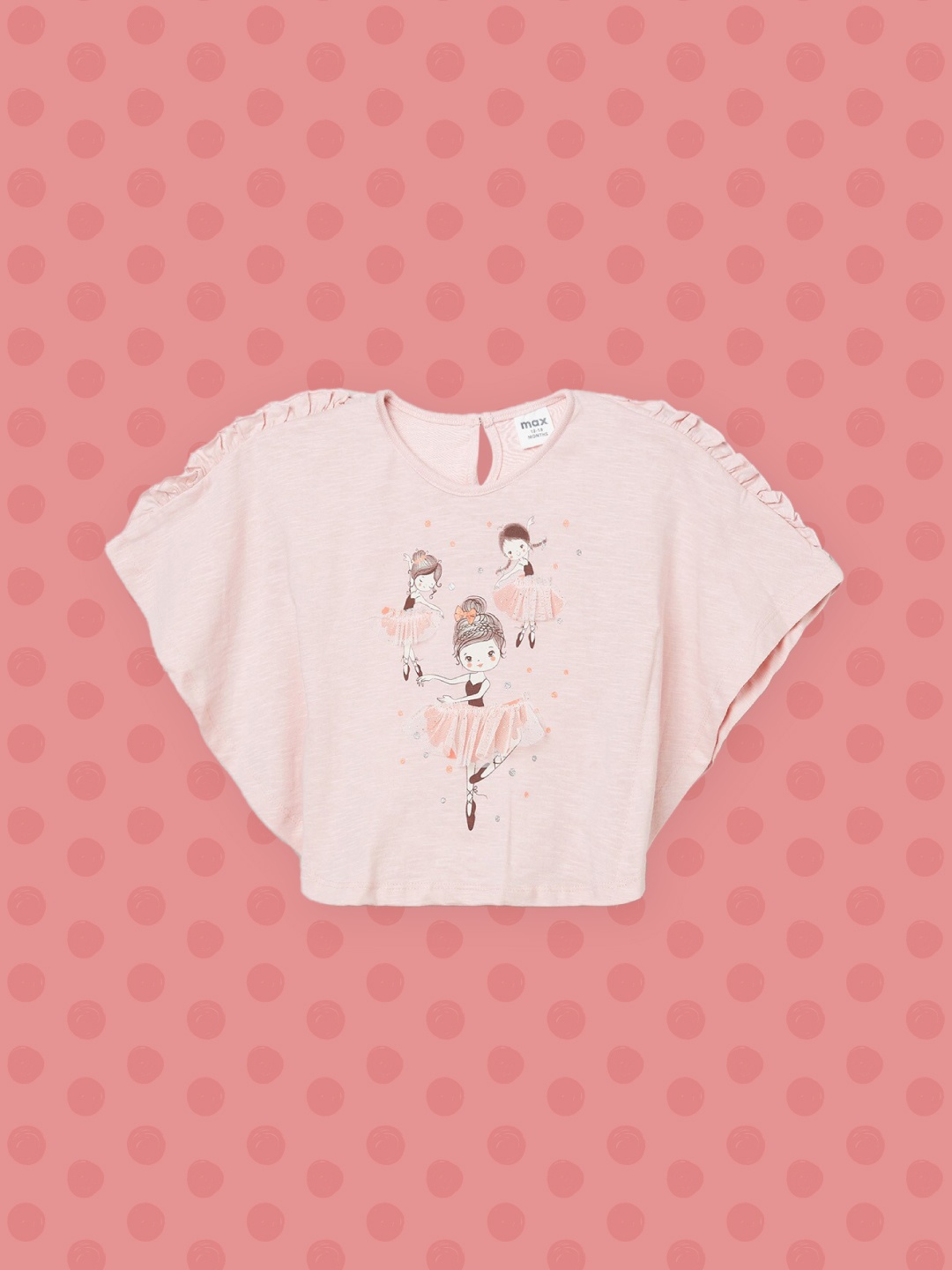 

max Peach-Coloured Printed Cotton Kaftan Top