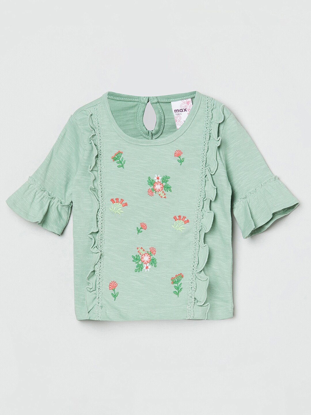 

max Green Floral Regular Top