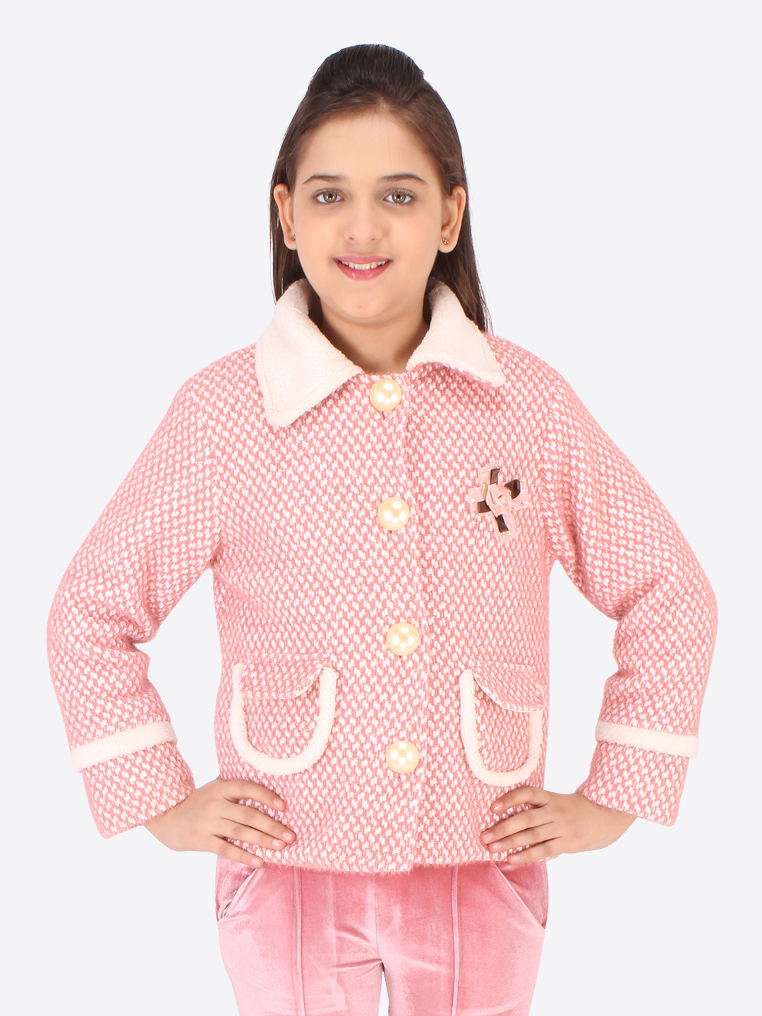 

CUTECUMBER Girls Pink Floral Tailored Jacket